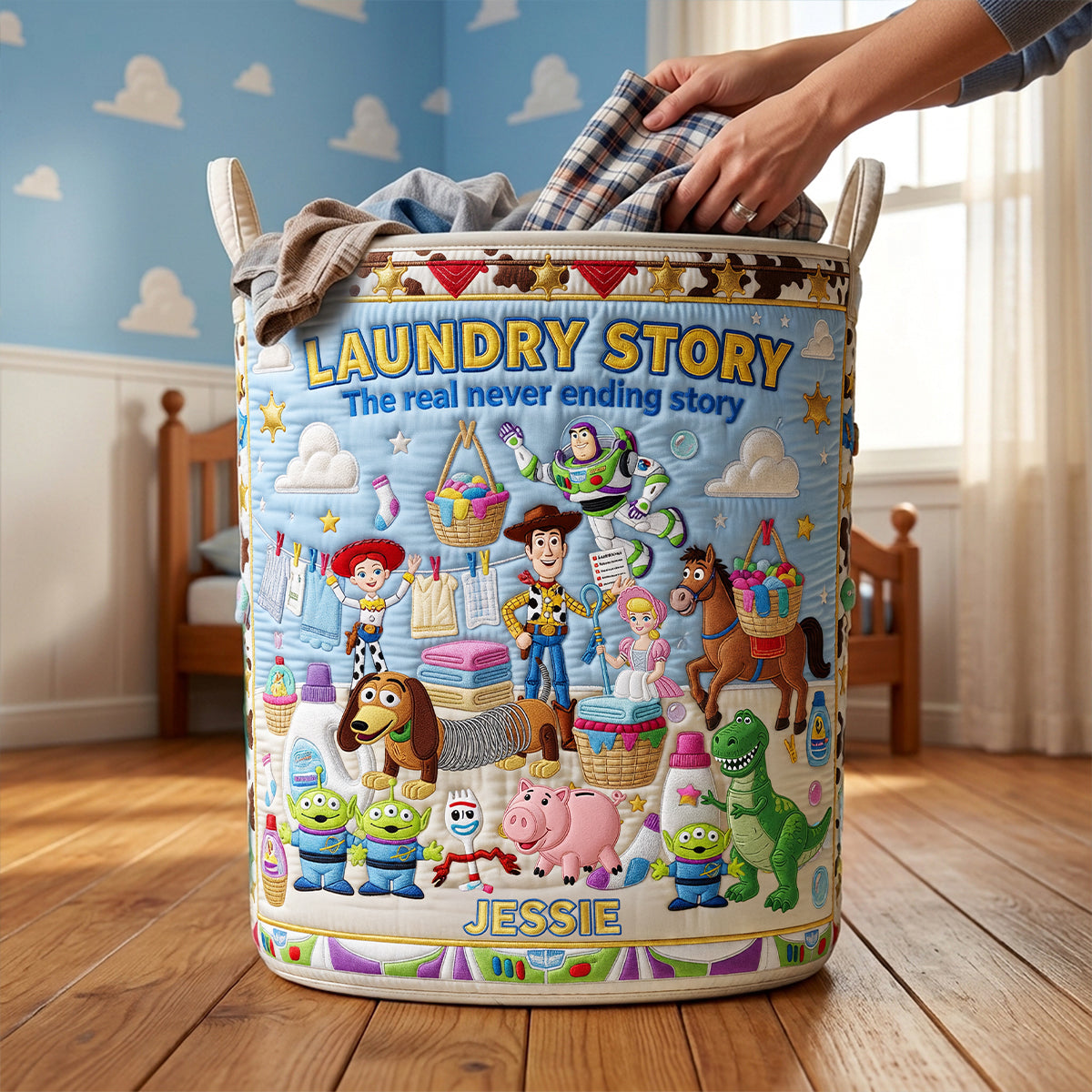 Personalized Quilted Laundry Basket Unique Gift for Movie Fans Quilted Laundry Basket GradoCreations