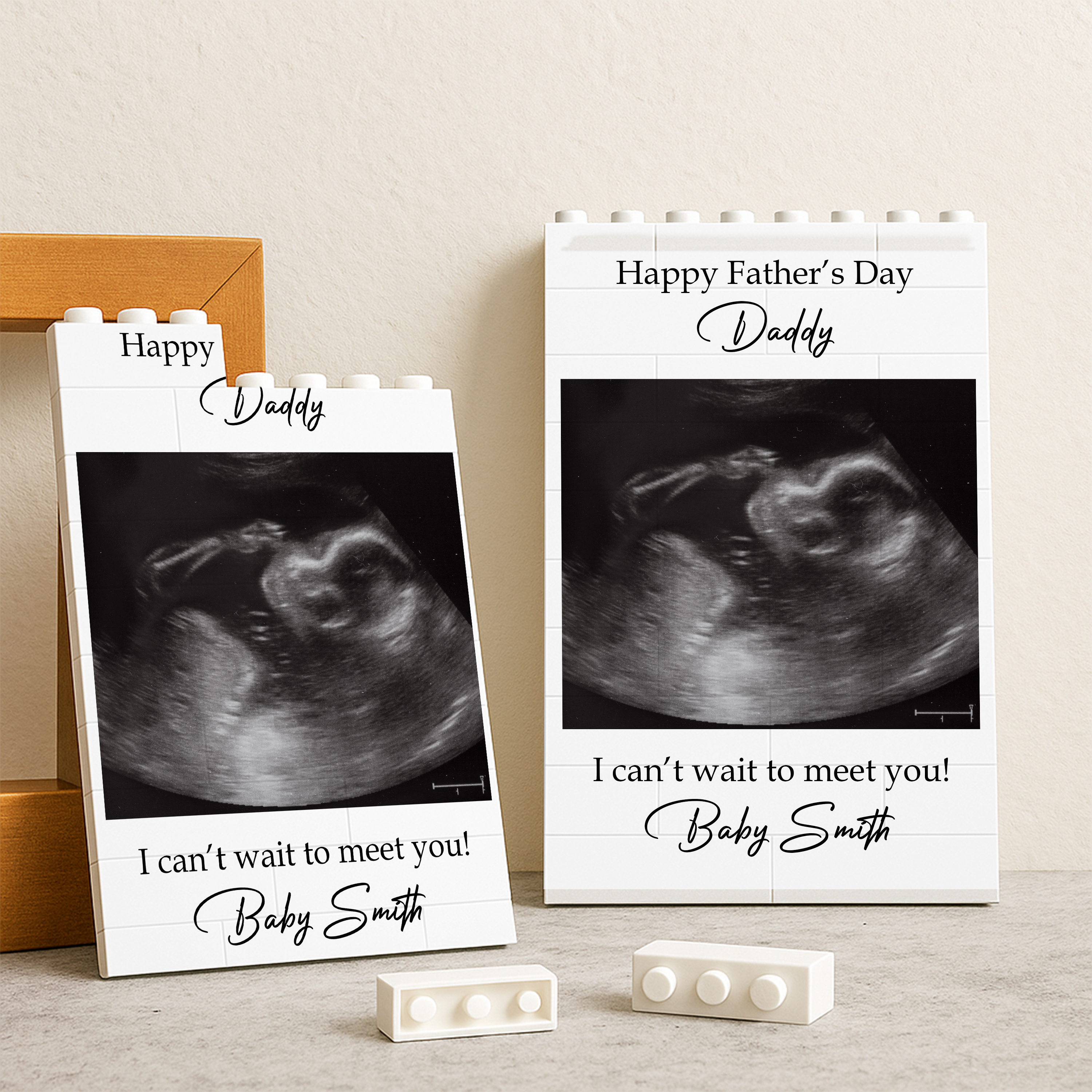 Personalized Baby Bump Photo Building Block Gift for Dad HN590 - Building Blocks GradoCreations