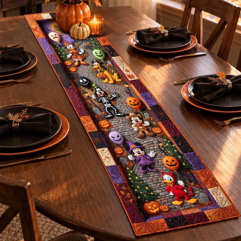 Personalized Halloween Table Runner with Quilted Design for Family Quilt Table Runner GradoCreations