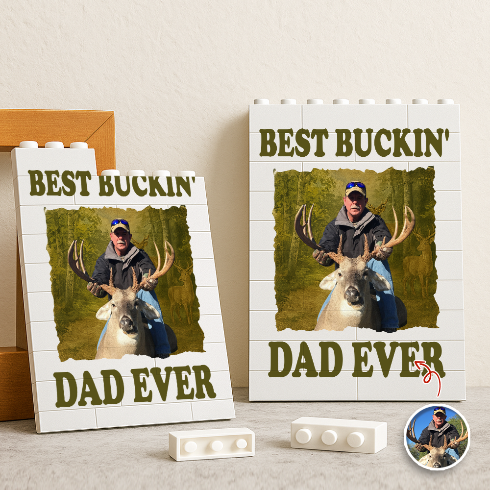 Custom Photo Building Blocks Gift for Dad Fishing Hunter HN590 - Building Blocks GradoCreations
