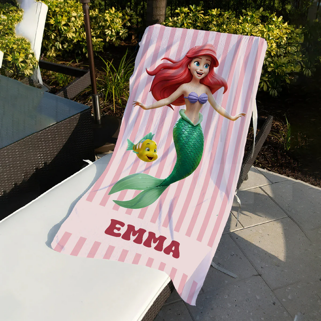 Personalized Disney Princess Beach Towel Vacation Gift for Kids