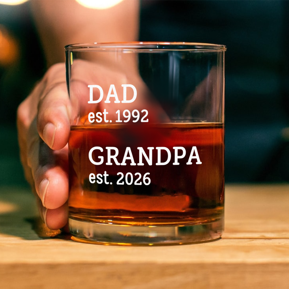 Personalized Whiskey Glass Custom Dad Gift for Father's Day HN590 - Print Rock Glass GradoCreations