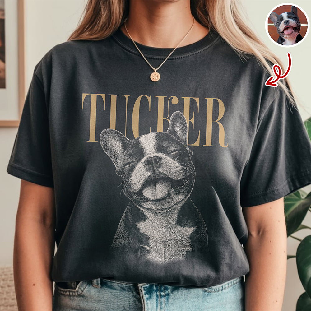 Custom Pet Face Comfort Shirt Vintage Style Gift for Dog Dad Comfort Shirt FIX GradoCreations