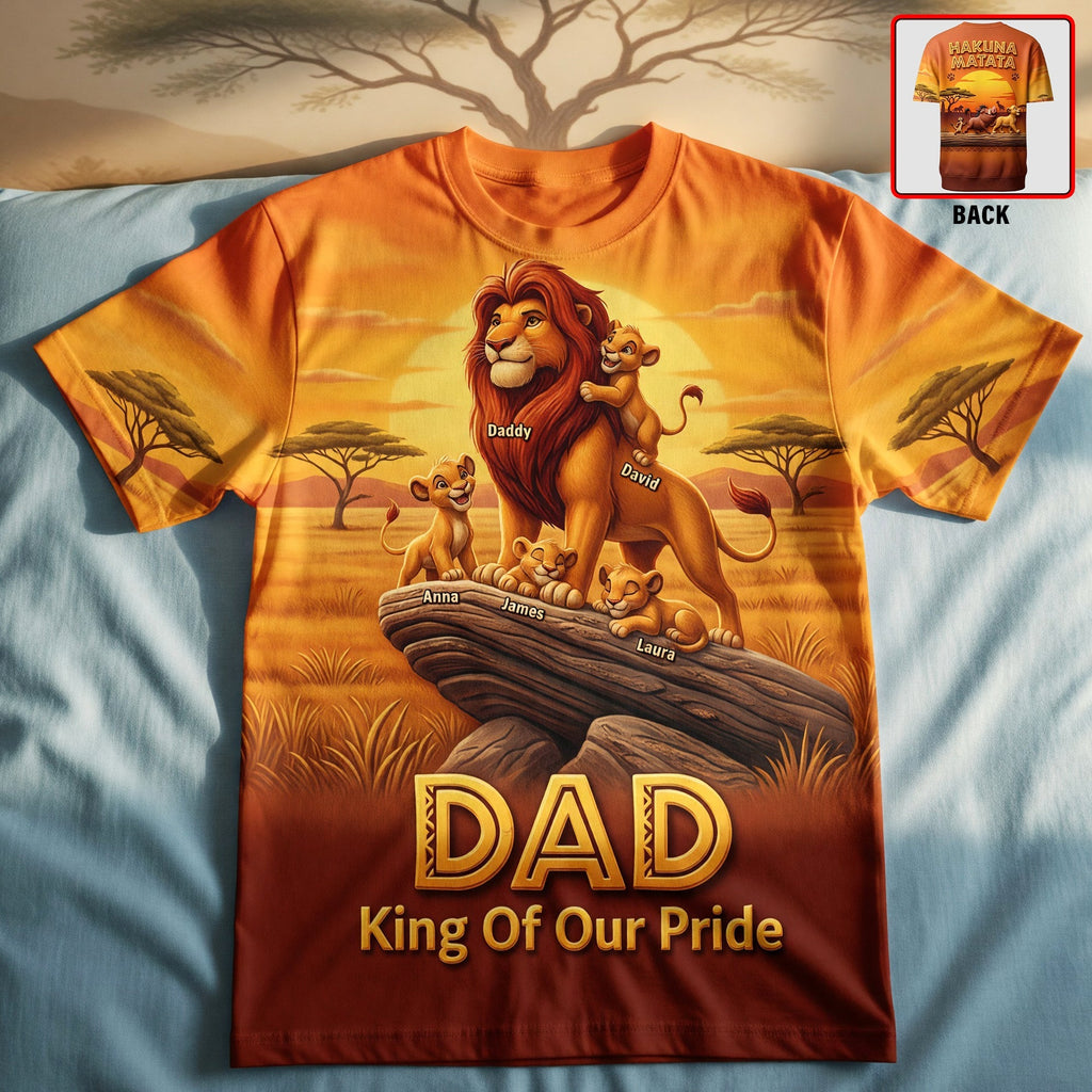 Personalized Lion Dad AOP Shirt Gift for Patriotic Men