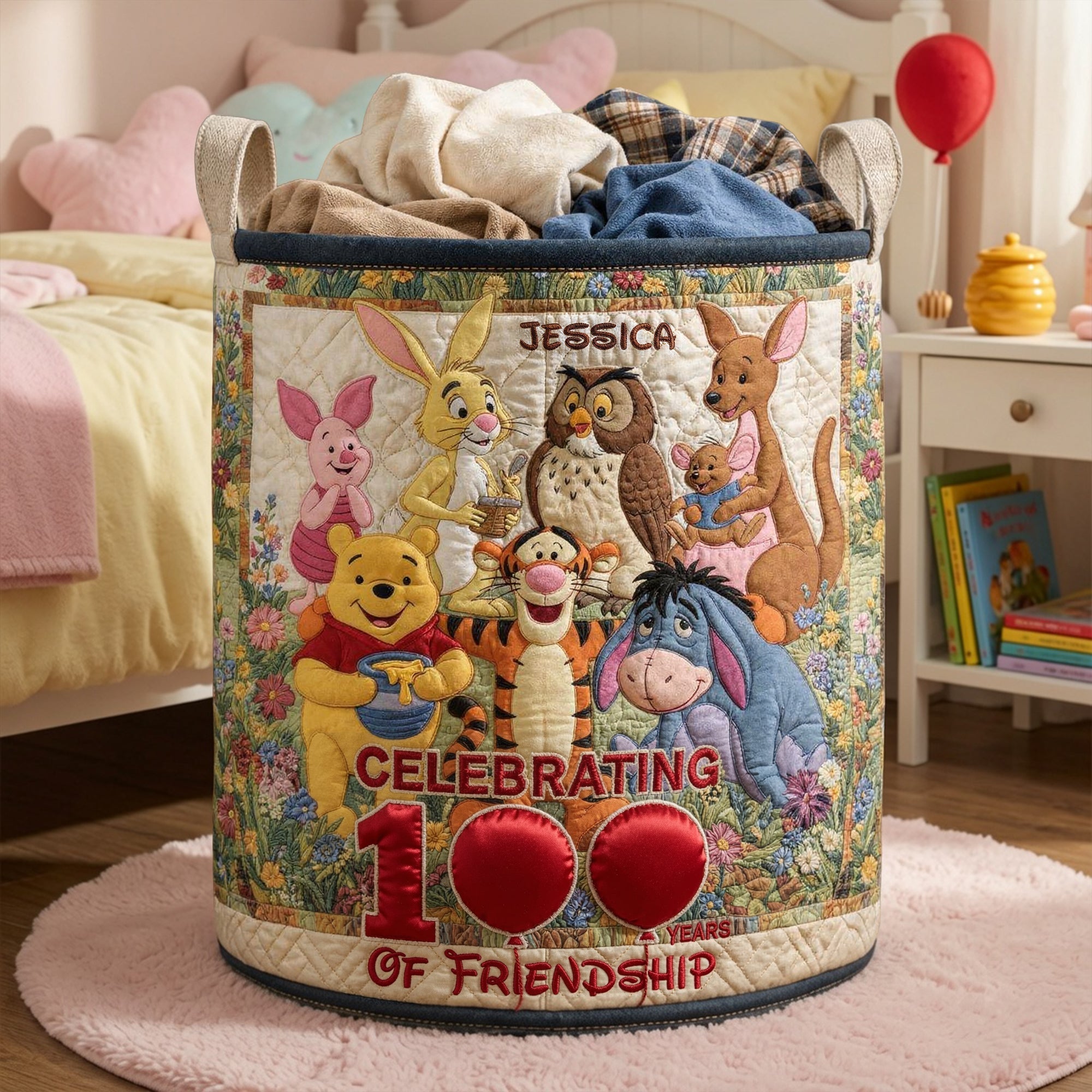 Personalized Quilted Laundry Basket with Disney Characters Gift for Family or Movie Fans Quilted Laundry Basket GradoCreations