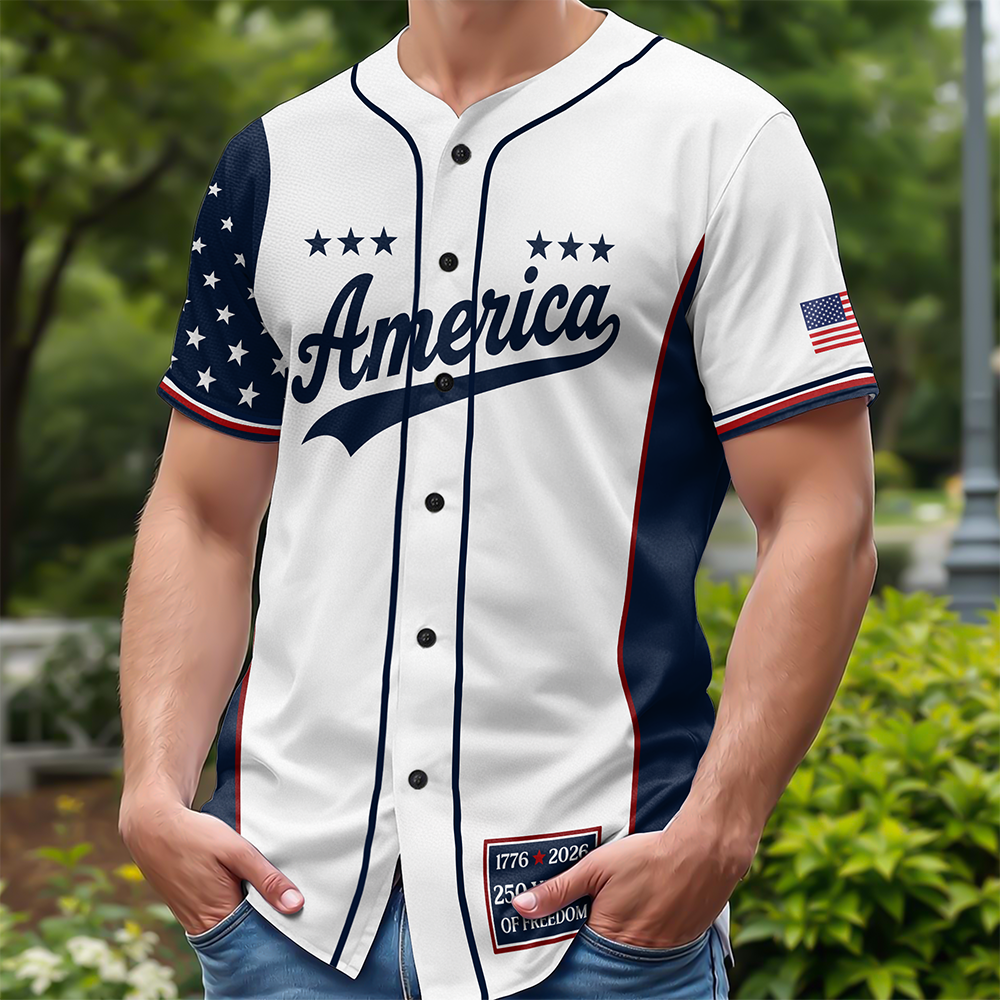 Personalized 250 Years of Freedom Jersey Shirt Gift for Dad HN590 - Baseball Shirt GradoCreations