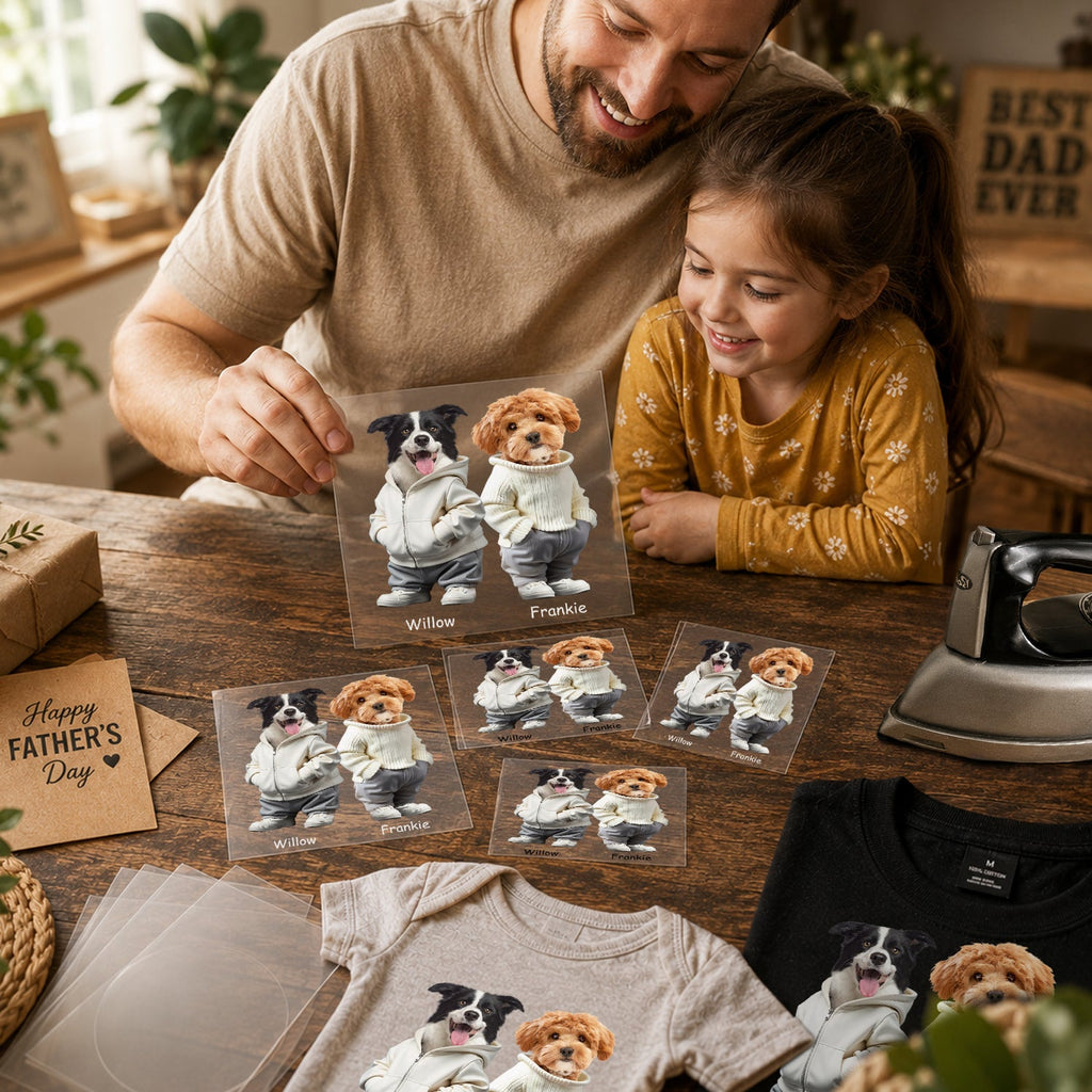 Personalized Dog Cat Photo DTF Transfer Gift for Dad HN590 - DTF Transfer different design GradoCreations