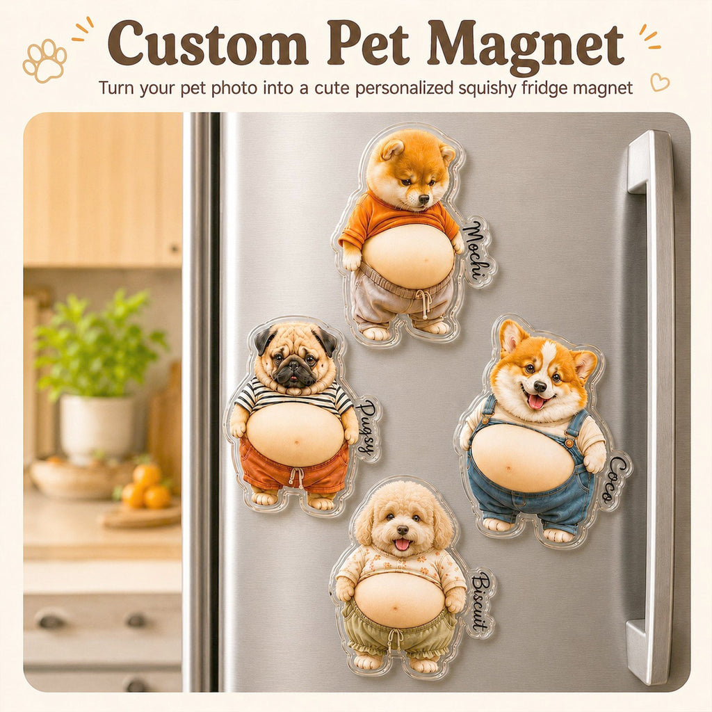 Personalized Photo Pet Squishy Fridge Magnet Gift for Dog Lovers HN590 - Acrylic Squishy Fridge Magnet Fix GradoCreations
