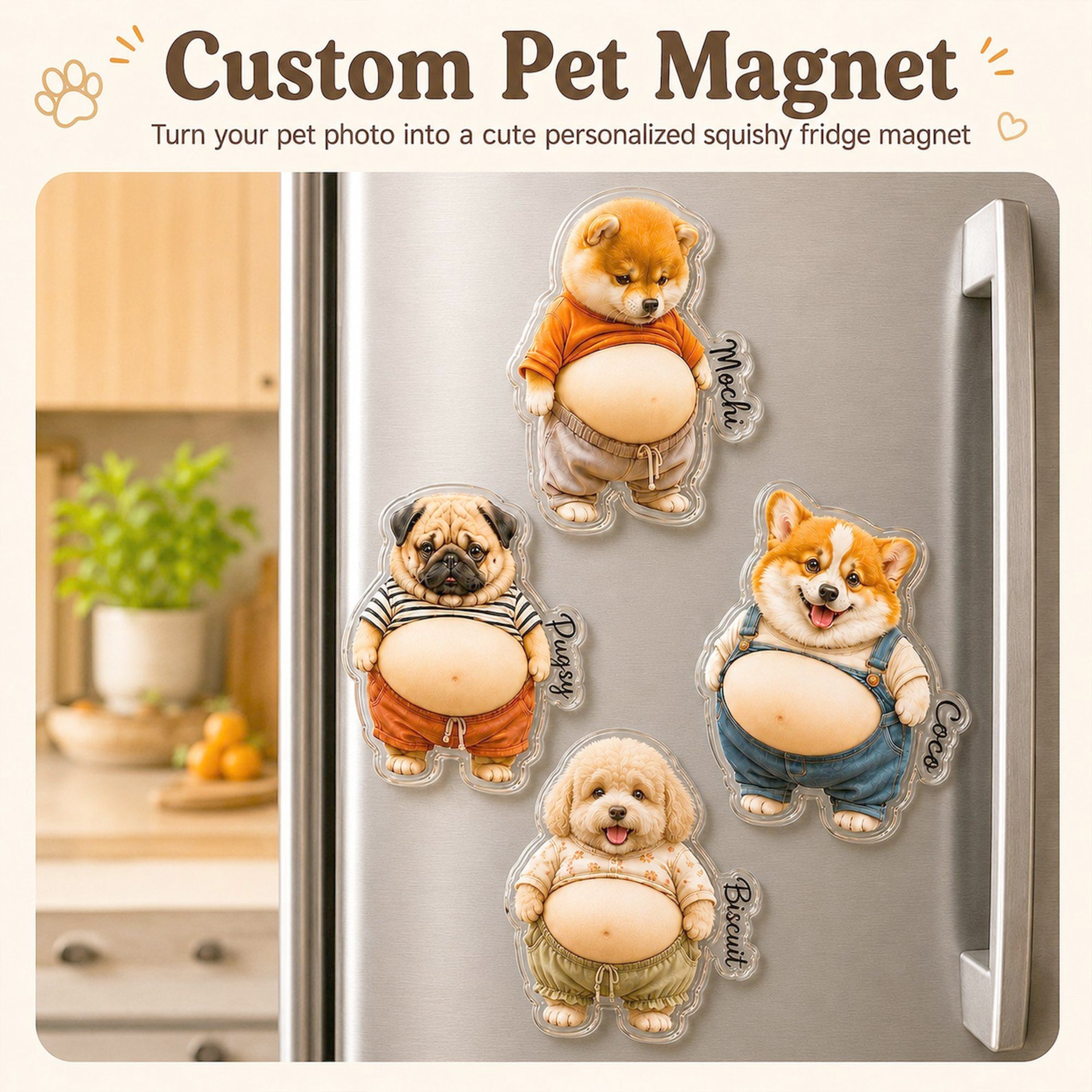 Personalized Photo Pet Squishy Fridge Magnet Gift for Dog Lovers HN590 - Acrylic Squishy Fridge Magnet Fix GradoCreations