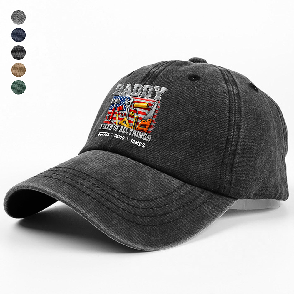 Personalized Washed Denim Baseball Cap Gift for Dad HN590 - Washed Denim Baseball Cap GradoCreations
