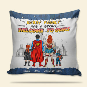 Personalized Super Hero Family Story Pillow Gift for Mom