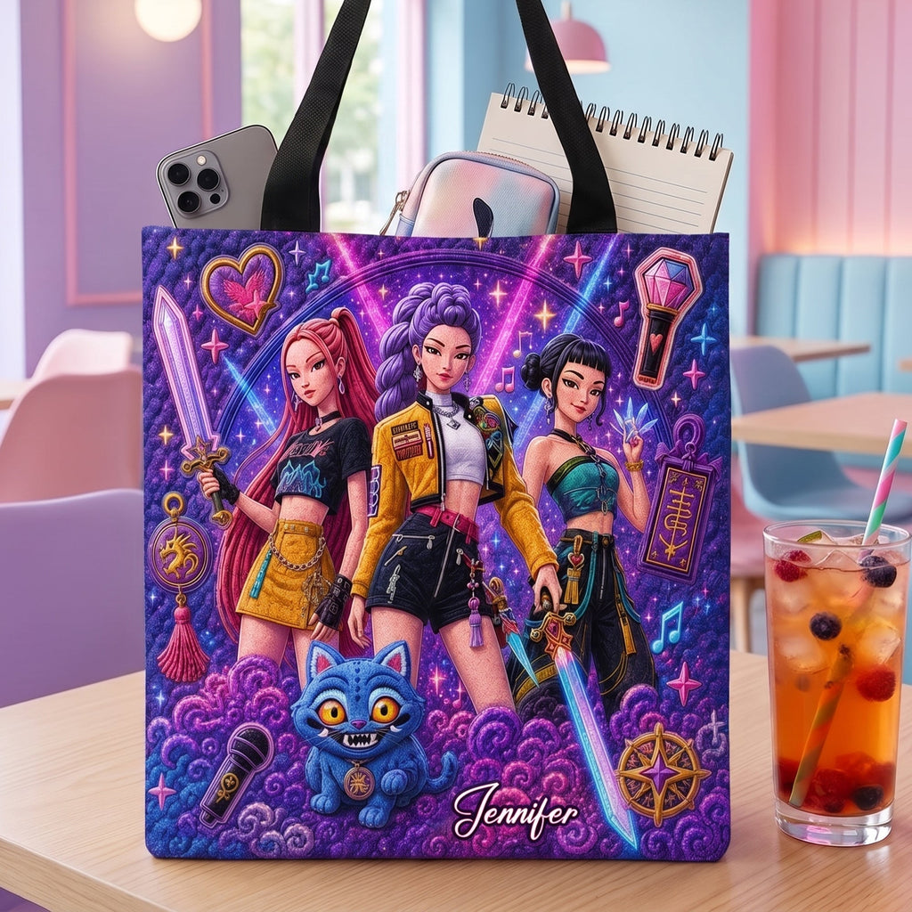 Personalized Fantasy Girl Tote Bag Custom Name Gift for Her Tote Bag GradoCreations