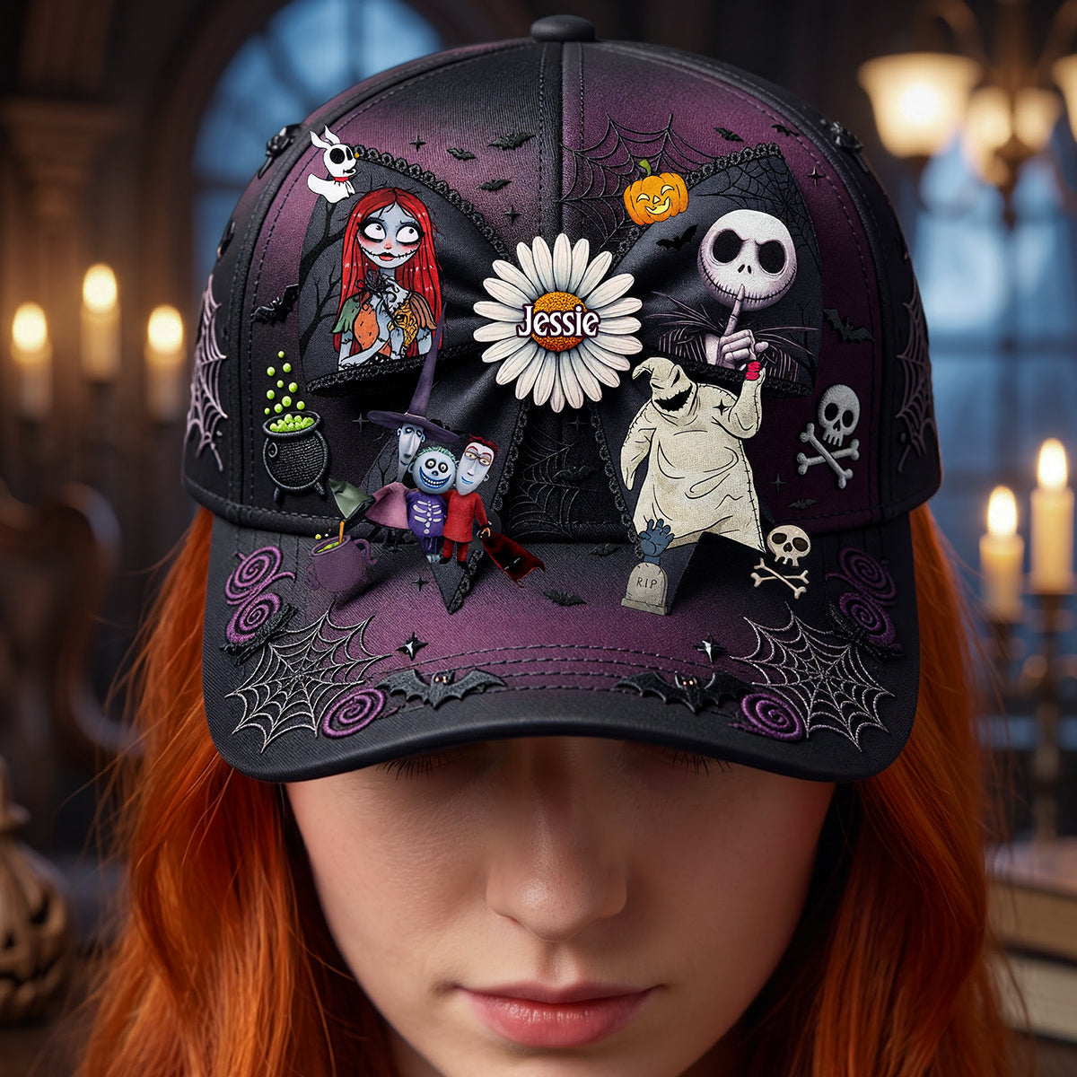 Personalized Spooky Skeleton Classic Cap for Movie Fans Halloween Gift Classic Cap GradoCreations
