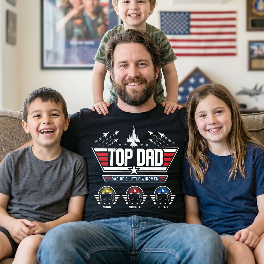 Personalized Top Dad Shirt with Kids' Names - Father's Day Gift