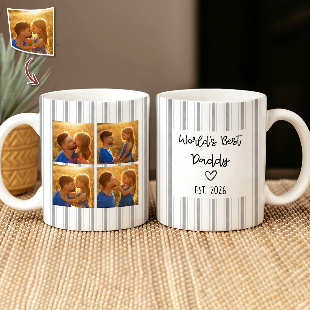 Personalized Photo Mug Gift for Dad Custom Design Father's Day HN590 - edge to edge mug GradoCreations