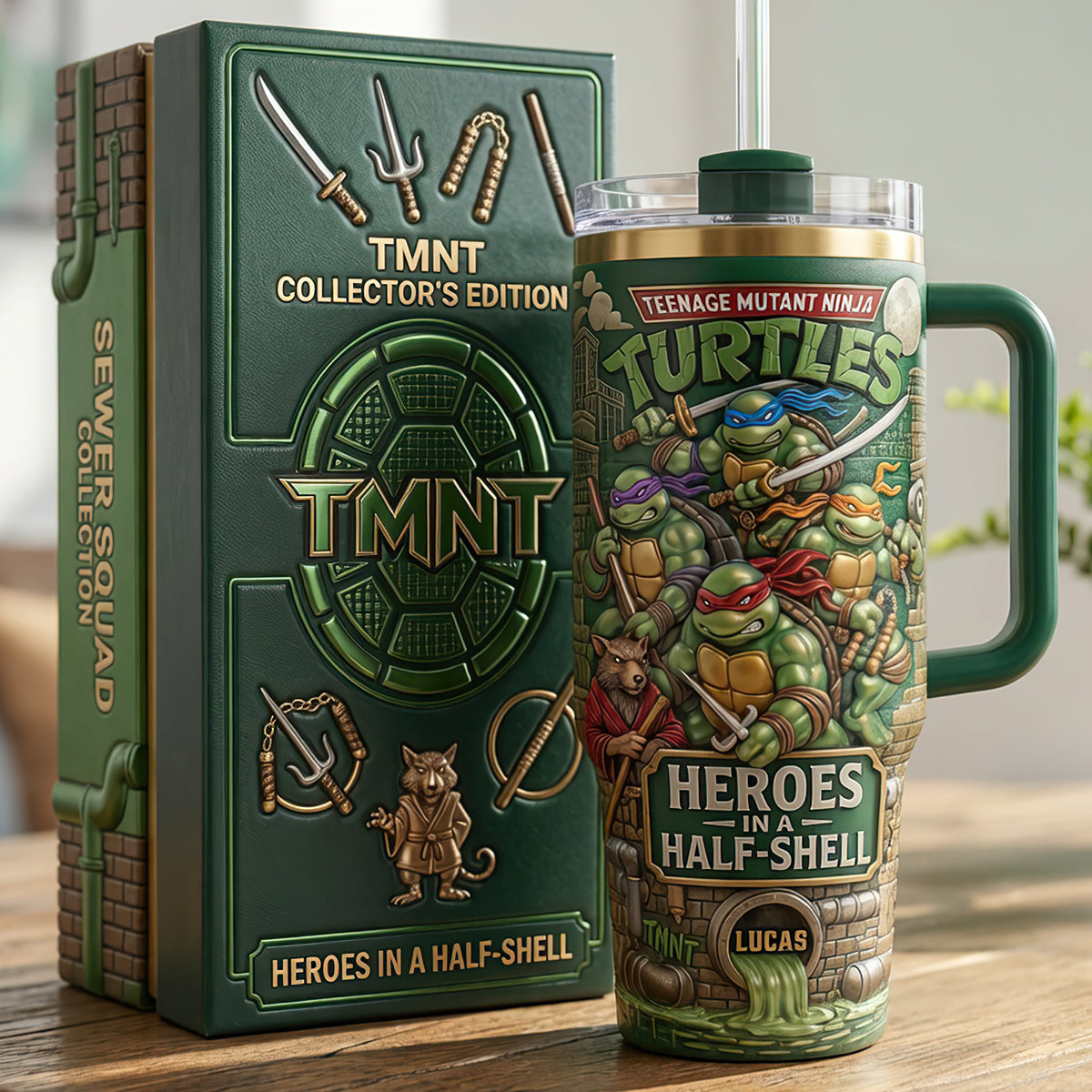 Personalized TMNT Tumbler with Handle for Movie Fans Gift