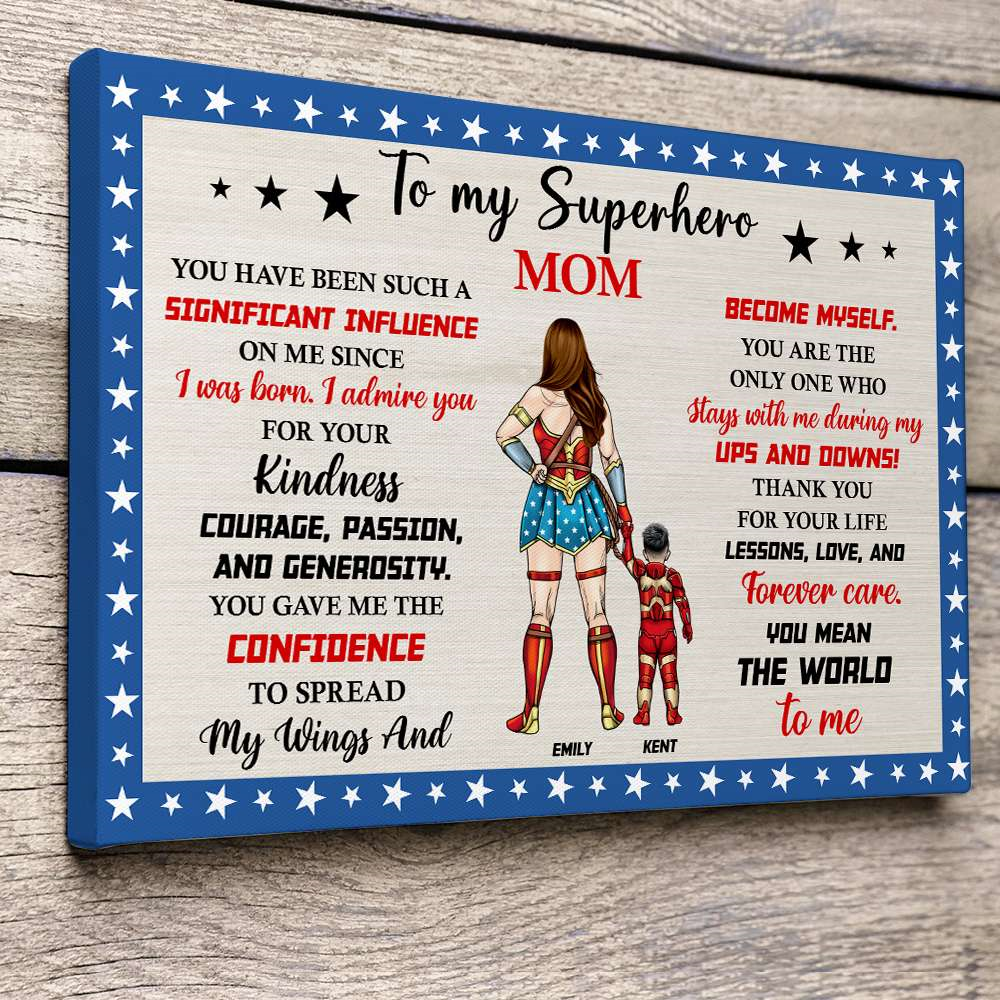 Personalized Canvas Poster for Mom Superhero Gift | Mother's Day
