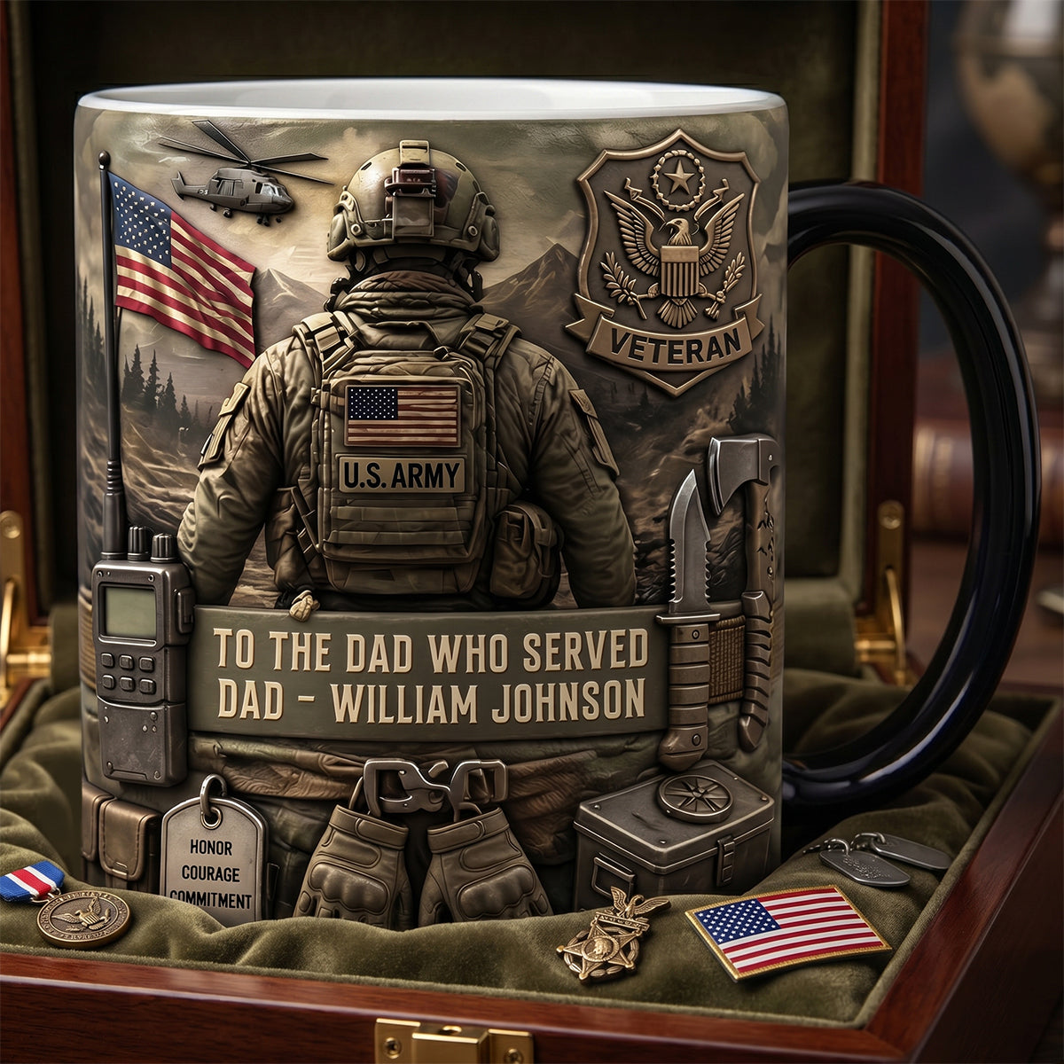 Personalized Color Changing Mug for Dad Veteran Gift