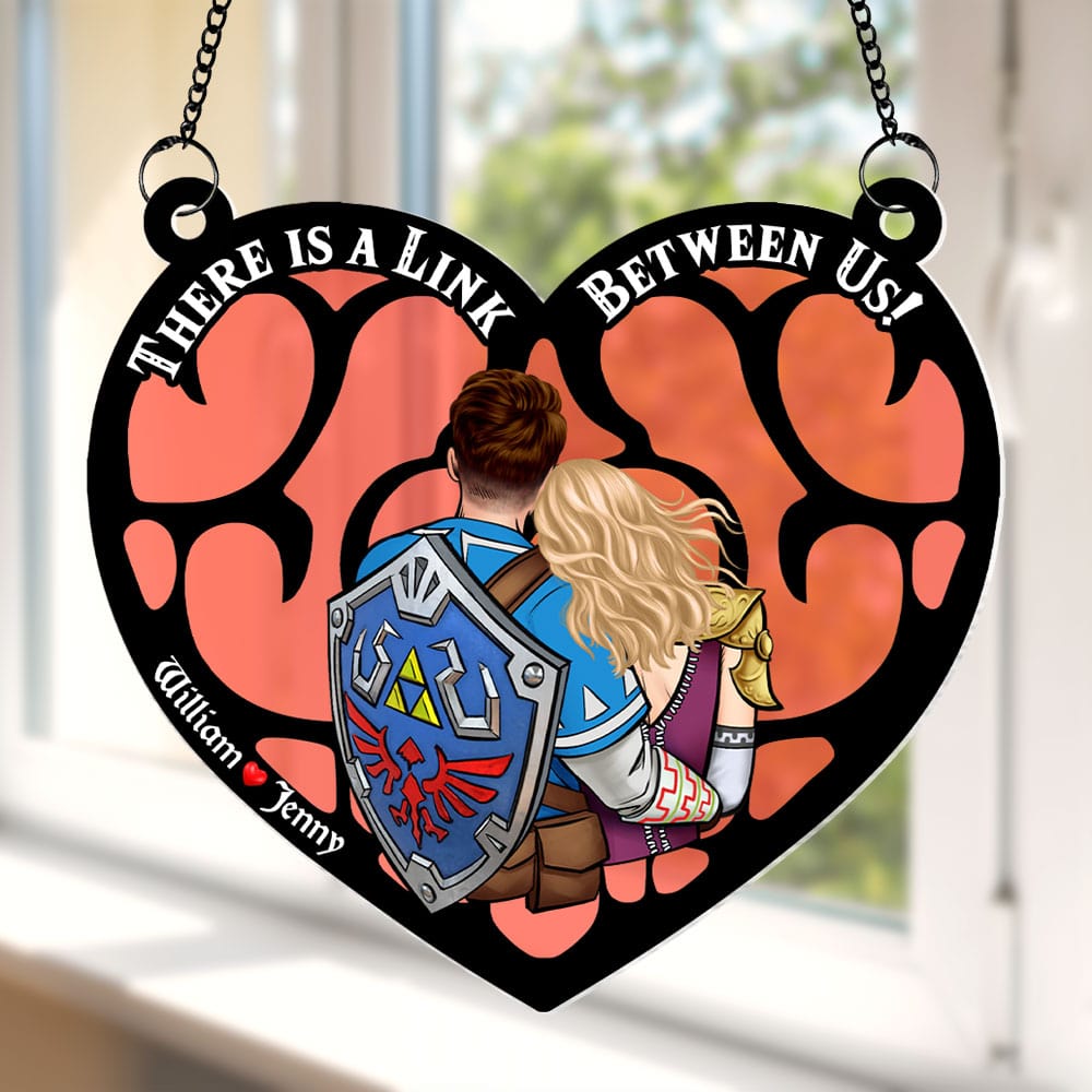 Personalized Zelda Suncatcher Heart Window Hanging Gift for Couple