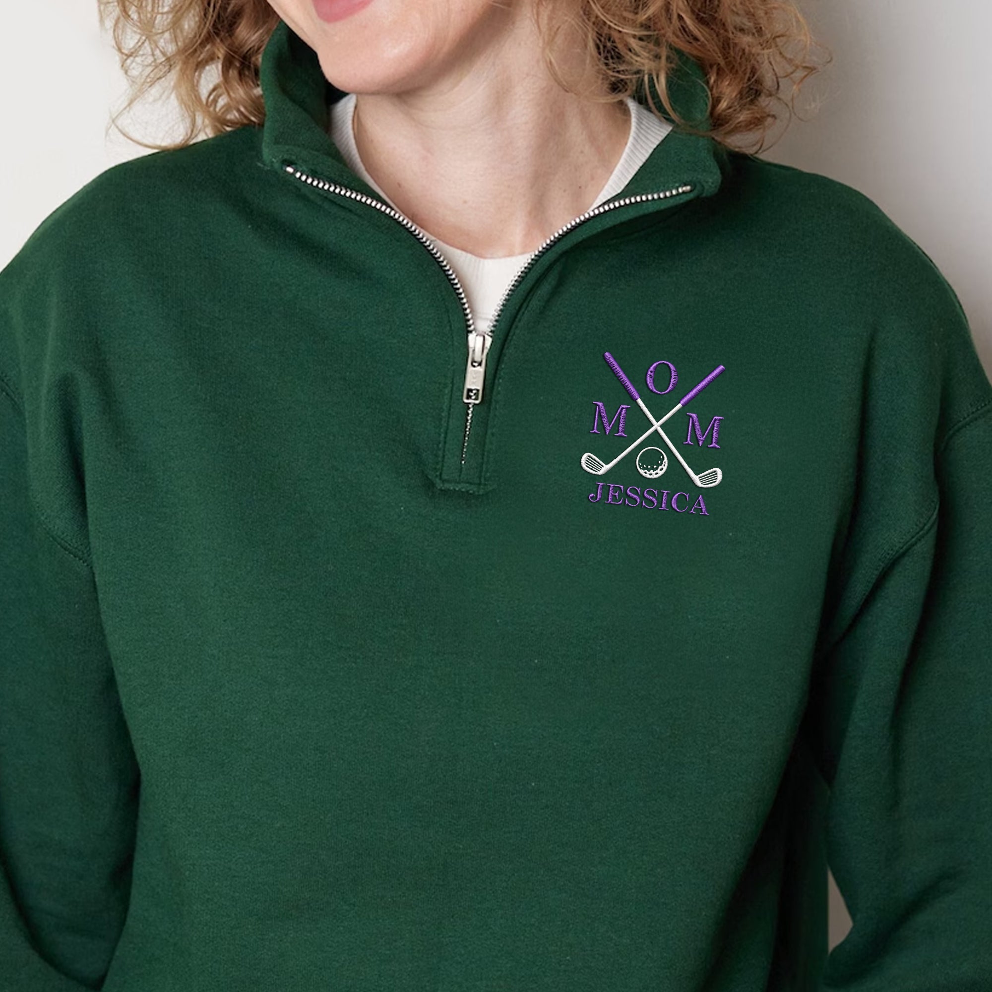Personalized Embroidered Golf Quarter Zip Sweater Gift for Dad/Mom HN590 - Embroidered Golf Quarter Zip Sweater GradoCreations