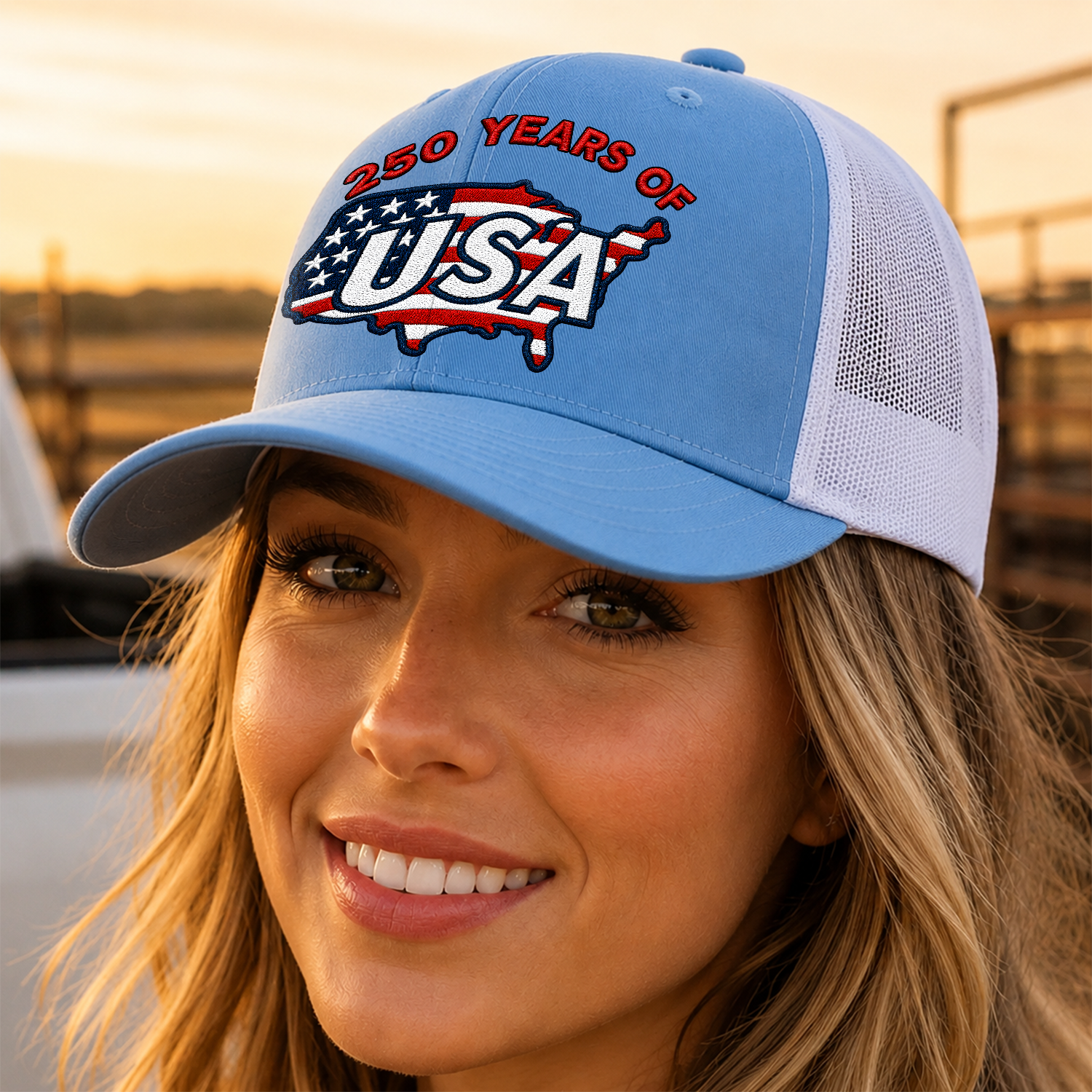 Personalized 250 Years of America Trucker Hat Gift for July 4th HN590 - Embroidered Trucker Hat GradoCreations