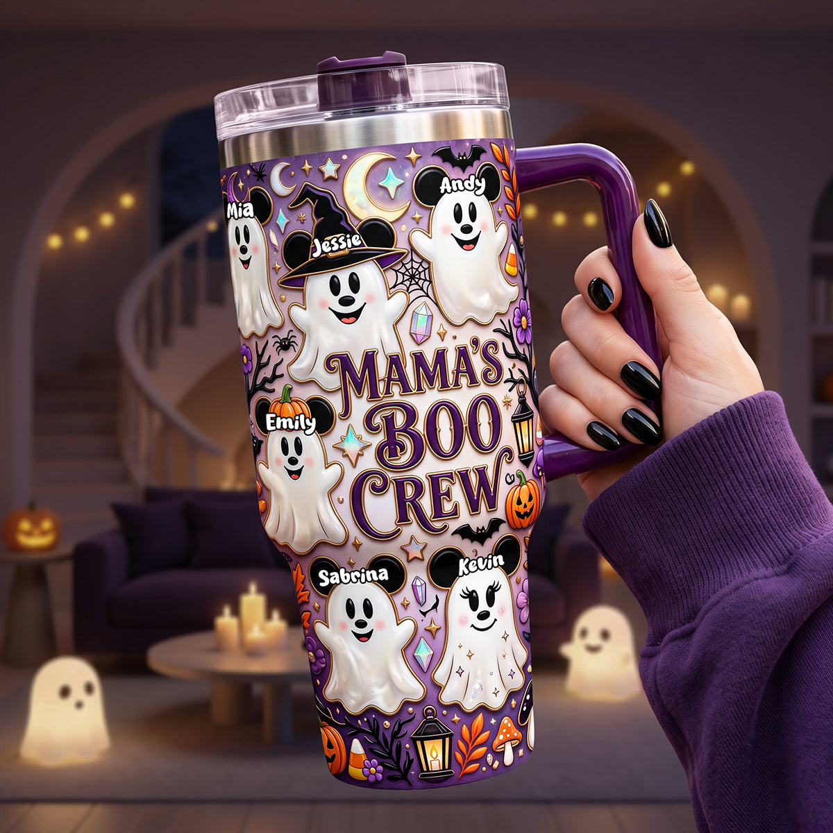 Personalized Halloween Tumbler for Mom with Spooky Ghosts Tumbler GradoCreations