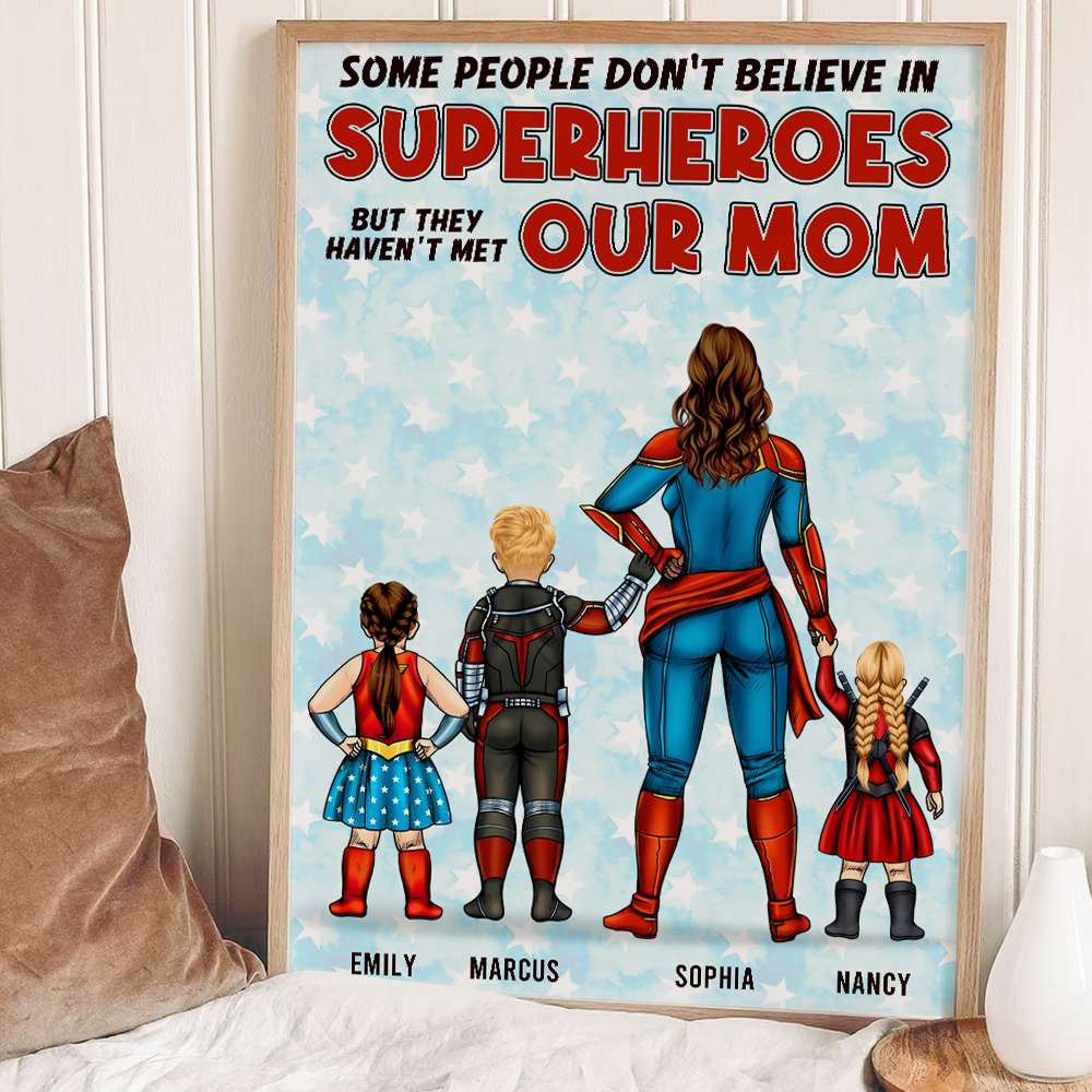 Personalized Mom Canvas Poster Superhero Gift for Mother's Day