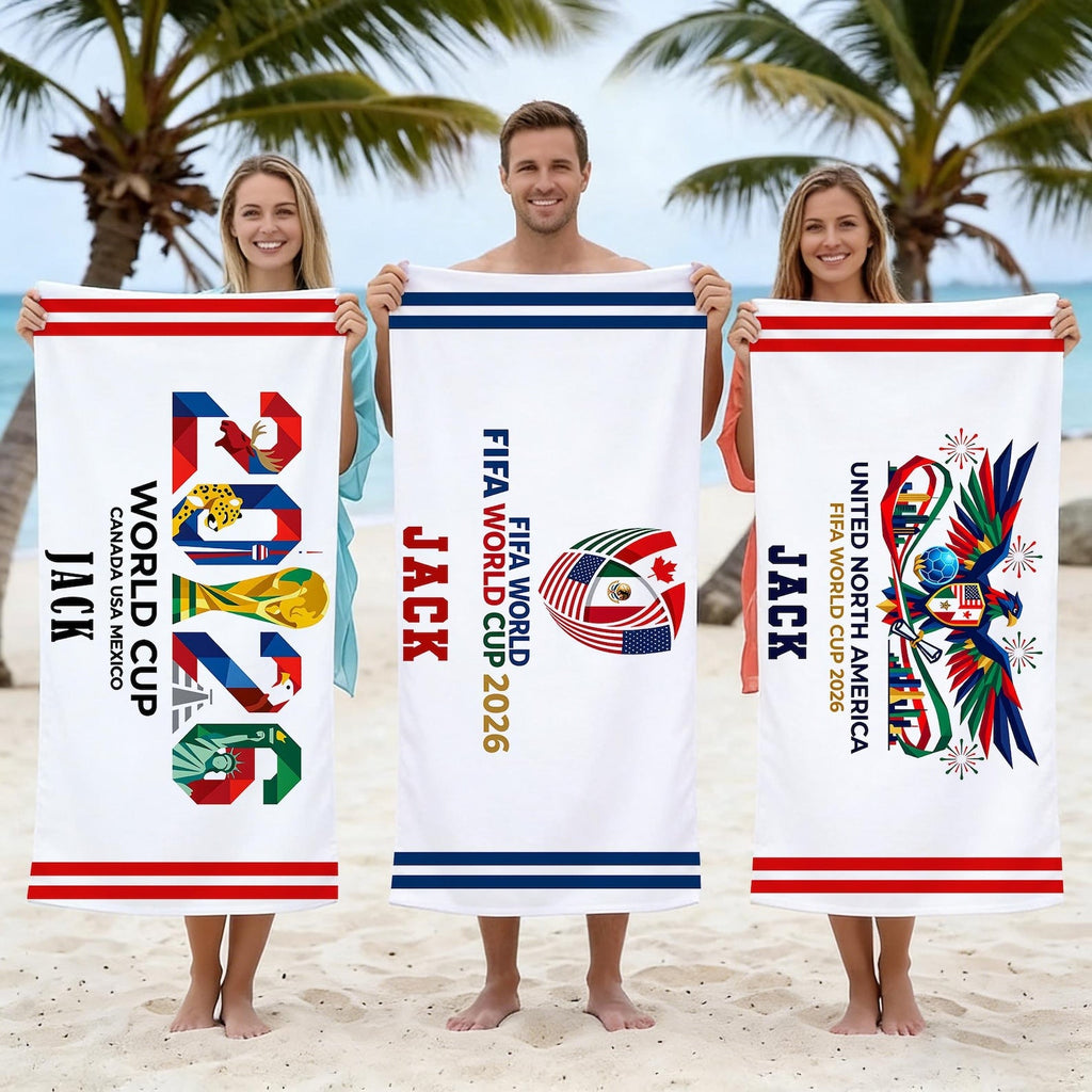 Personalized Soccer Beach Towel 2026 World Cup Gift for Fans