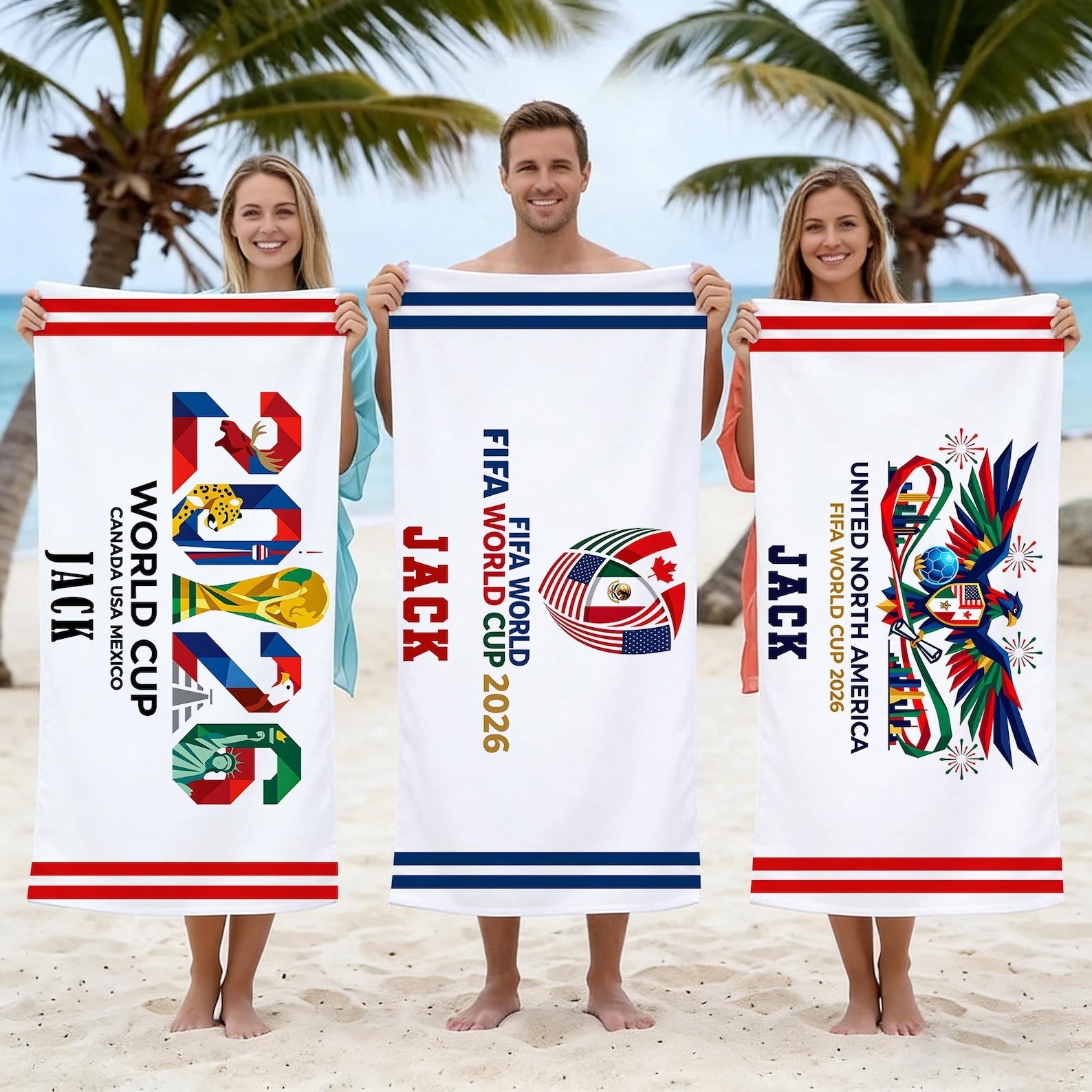 Personalized Soccer Beach Towel 2026 World Cup Gift for Fans