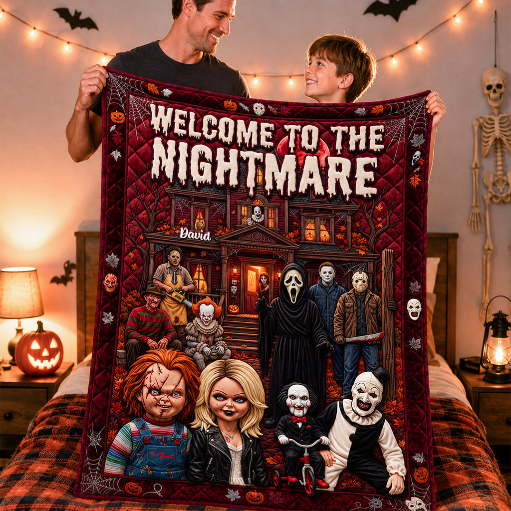 Personalized Halloween Blanket Custom Name Horror Gift Cozy Decor Blanket GradoCreations