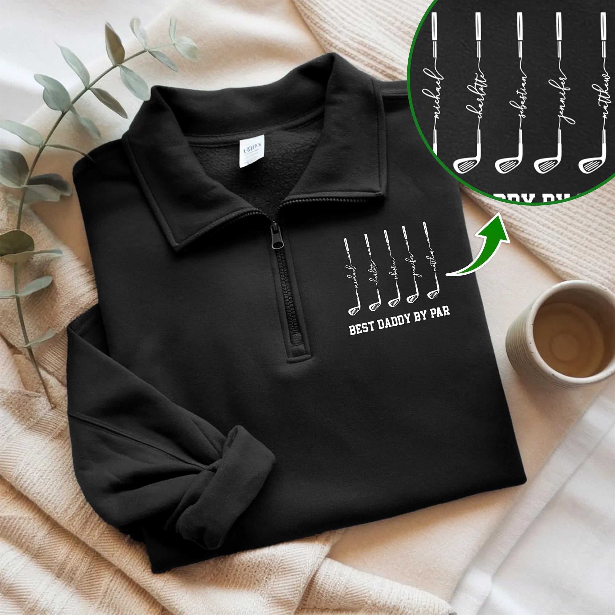 Personalized Best Dad by Par Golf Quarter Zip Sweater Gift for Dad HN590 - Printed Golf Quarter Zip Sweater GradoCreations