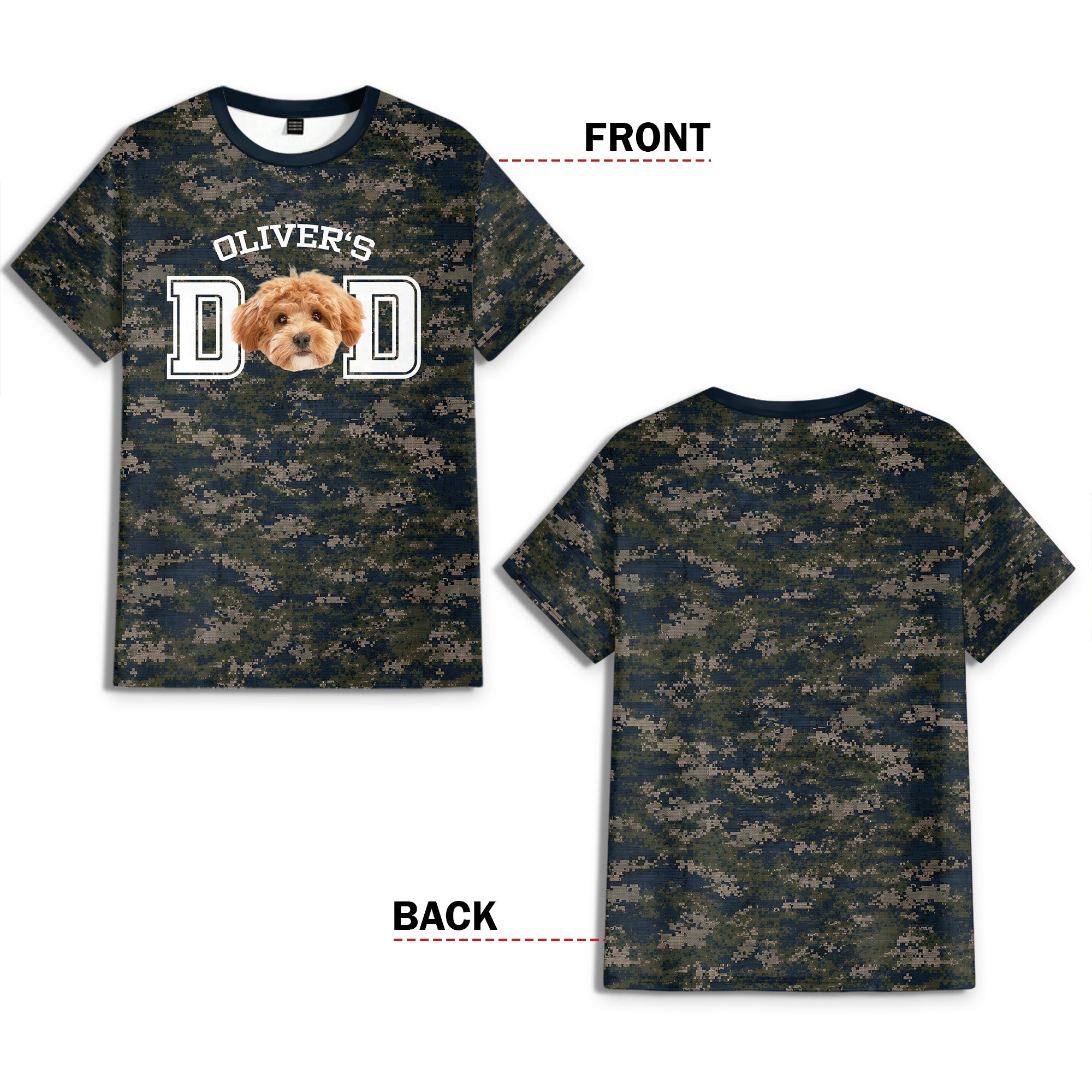 Personalized Camo Dog Dad T-Shirt Custom Photo Gift for Father's Day HN590 - AOP Tshirt GradoCreations
