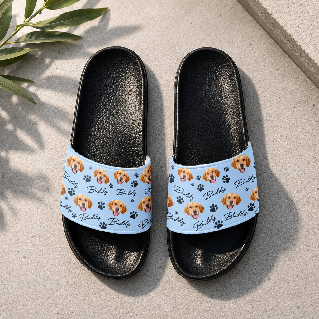 Personalized Slide Sandals Custom Photo Gift for Dog Lovers HN590 - Slide Sandals GradoCreations
