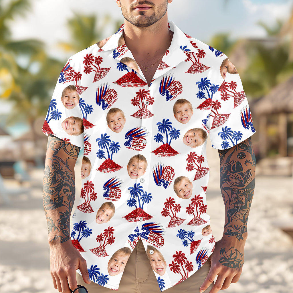 Custom Photo 250 Years America Anniversary Hawaiian Shirt Gift HN590 - AOP Hawai Shirt GradoCreations