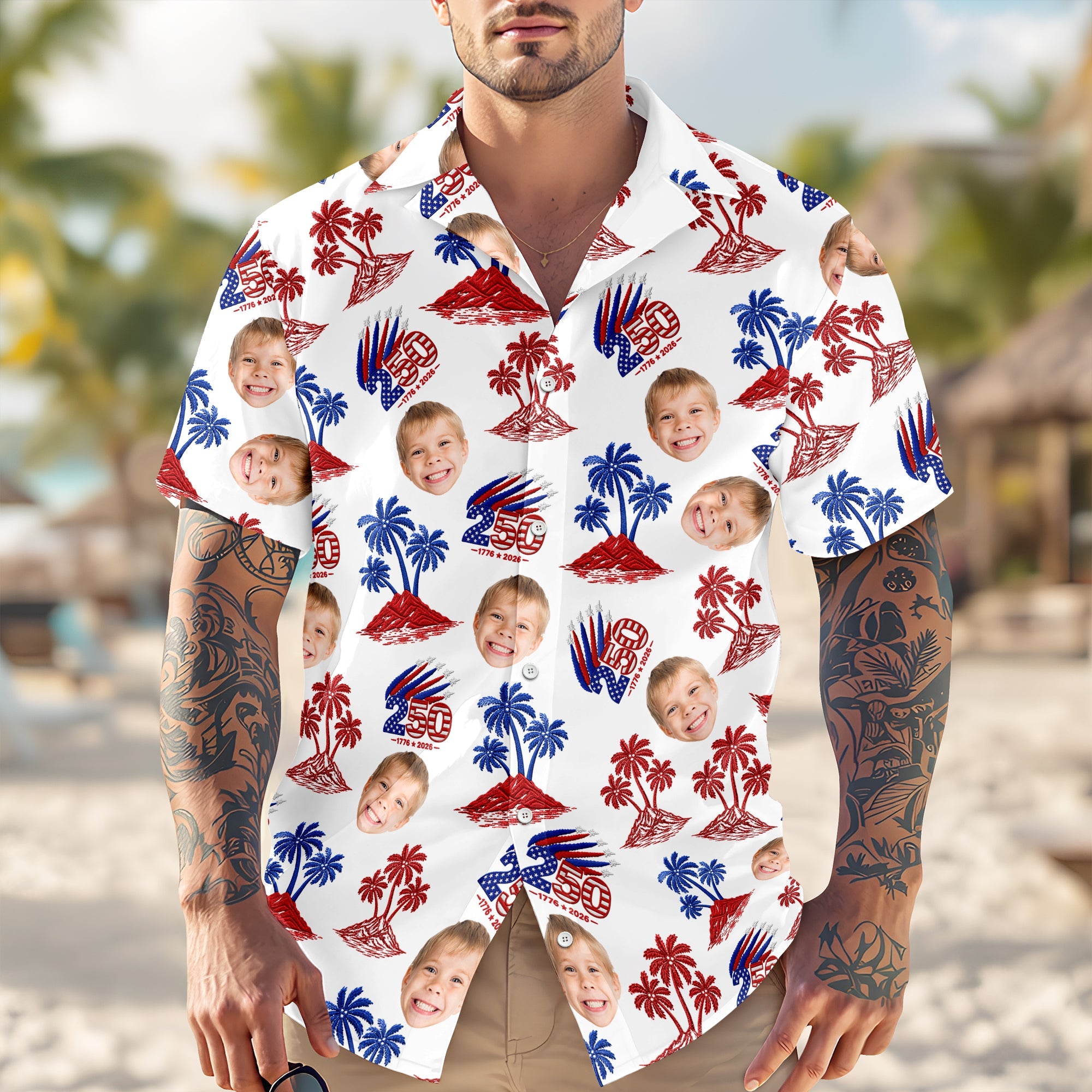 Custom Photo 250 Years America Anniversary Hawaiian Shirt Gift HN590 - AOP Hawai Shirt GradoCreations