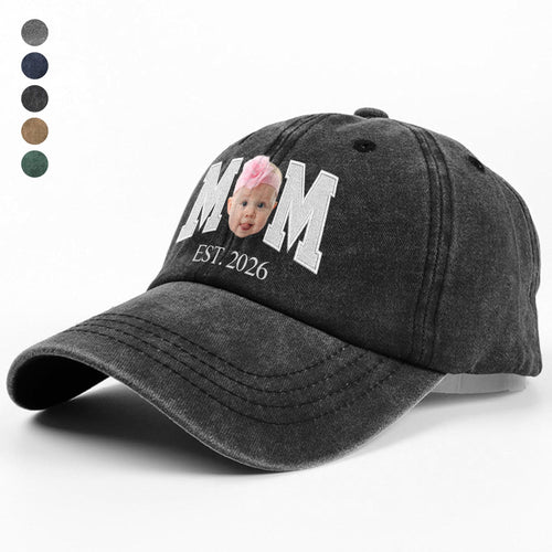 Custom Photo Face Washed Denim Baseball Cap Gift for Dad HN590 - Washed Denim Baseball Cap GradoCreations