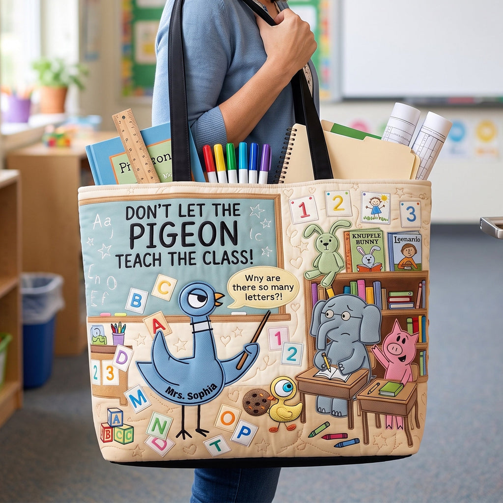 Personalized Quilted Tote Bag for Teachers - Back to School Gift Quilted Tote Bag GradoCreations