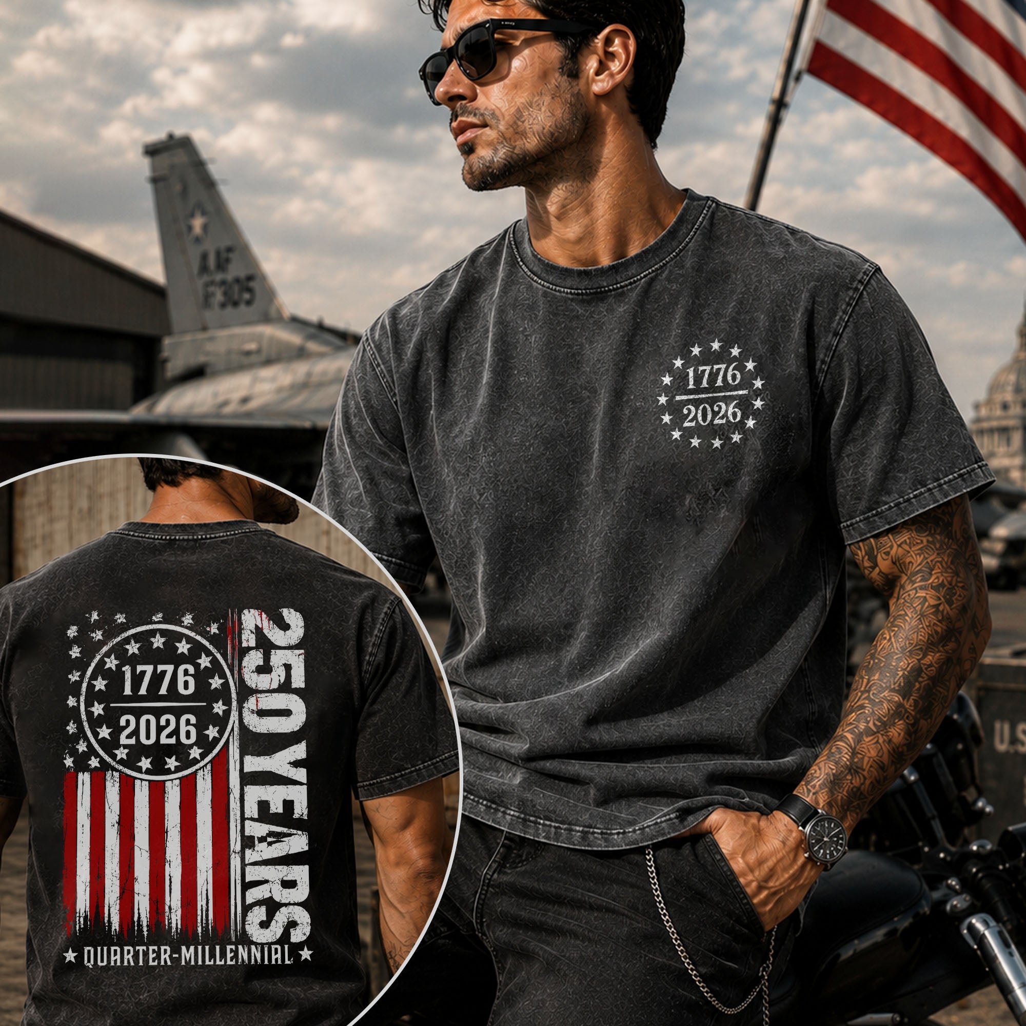 Personalized 4th of July Comfort Shirt Custom USA Flag Gift Back&Front Comfort Shirt GradoCreations