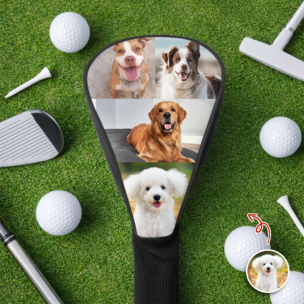 Personalized Photo Golf Club Head Cover Custom Gift for Dog Dad HN590 - Golf Club Head Cover GradoCreations