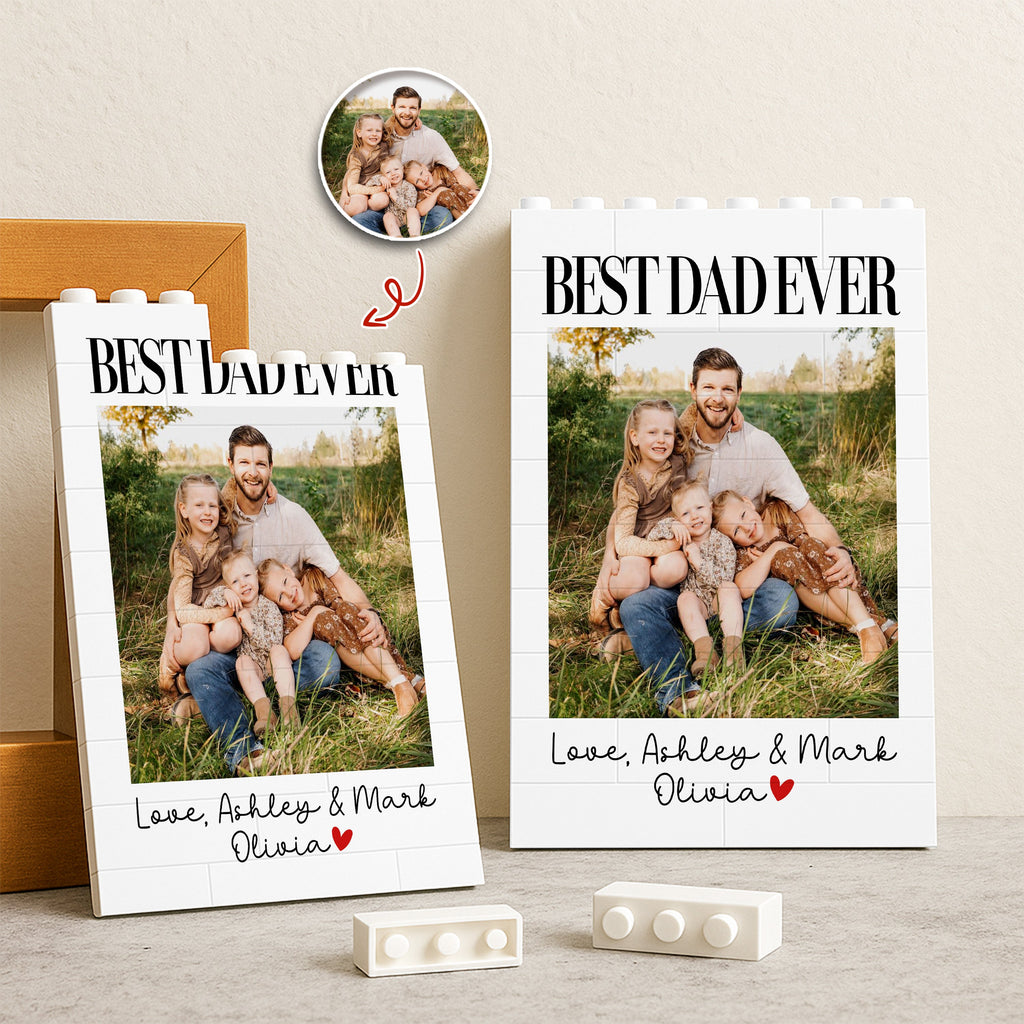 Personalized Building Blocks Photo Gift for Dad from Kids HN590 - Building Blocks fix GradoCreations