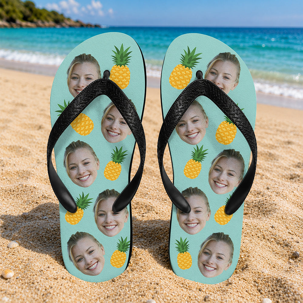 Personalized Custom Photo Tropical Flip Flops Beach Gift Flip Flop GradoCreations