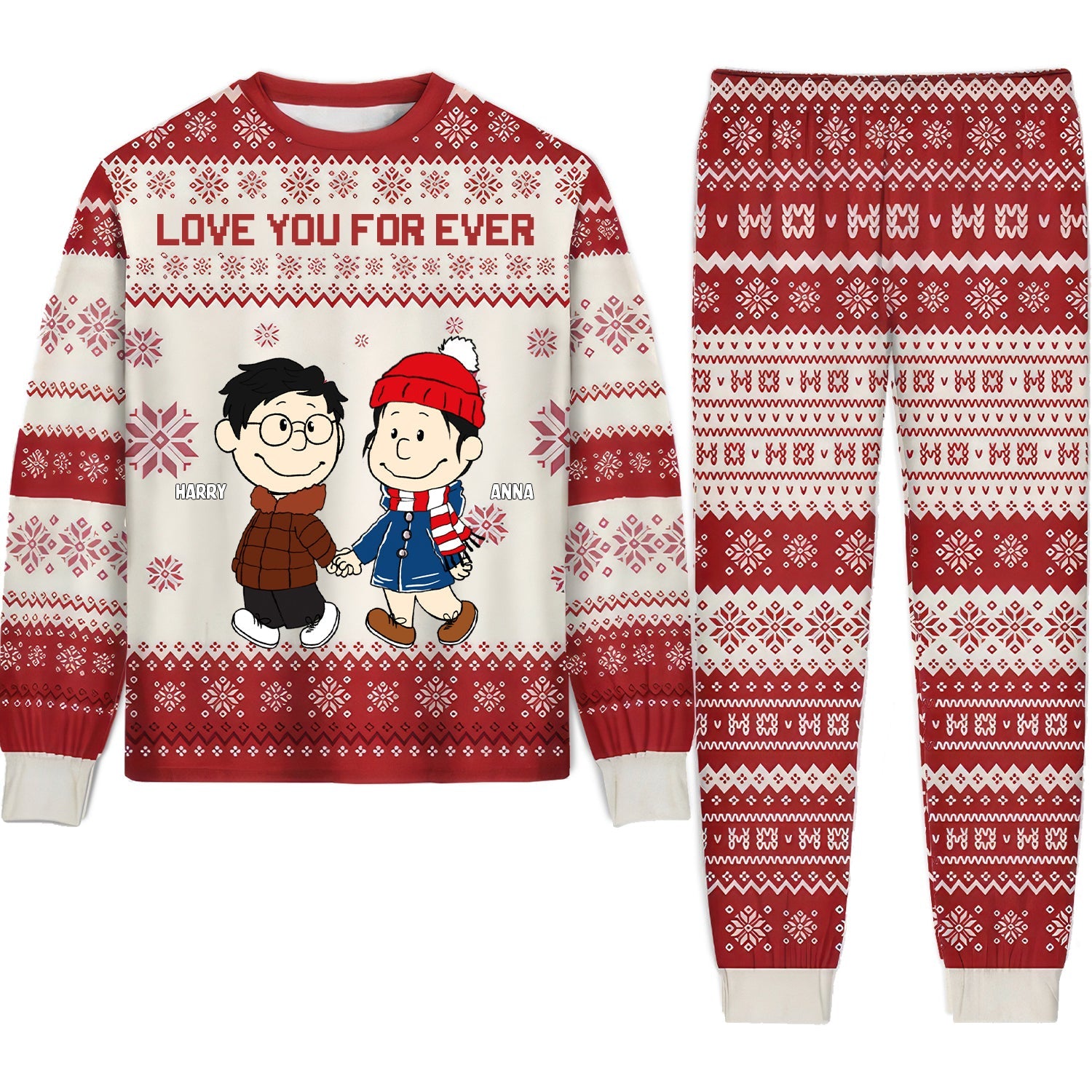 Personalized Merry Christmas Pajamas Set for Couples - Unique Gift for Anniversary