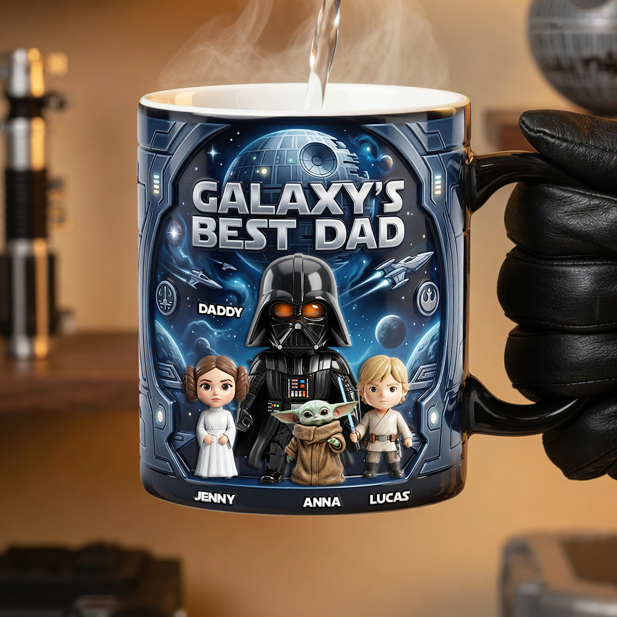 Personalized Galaxy's Best Dad Coffee Mug Custom Name Gift for Father's Day