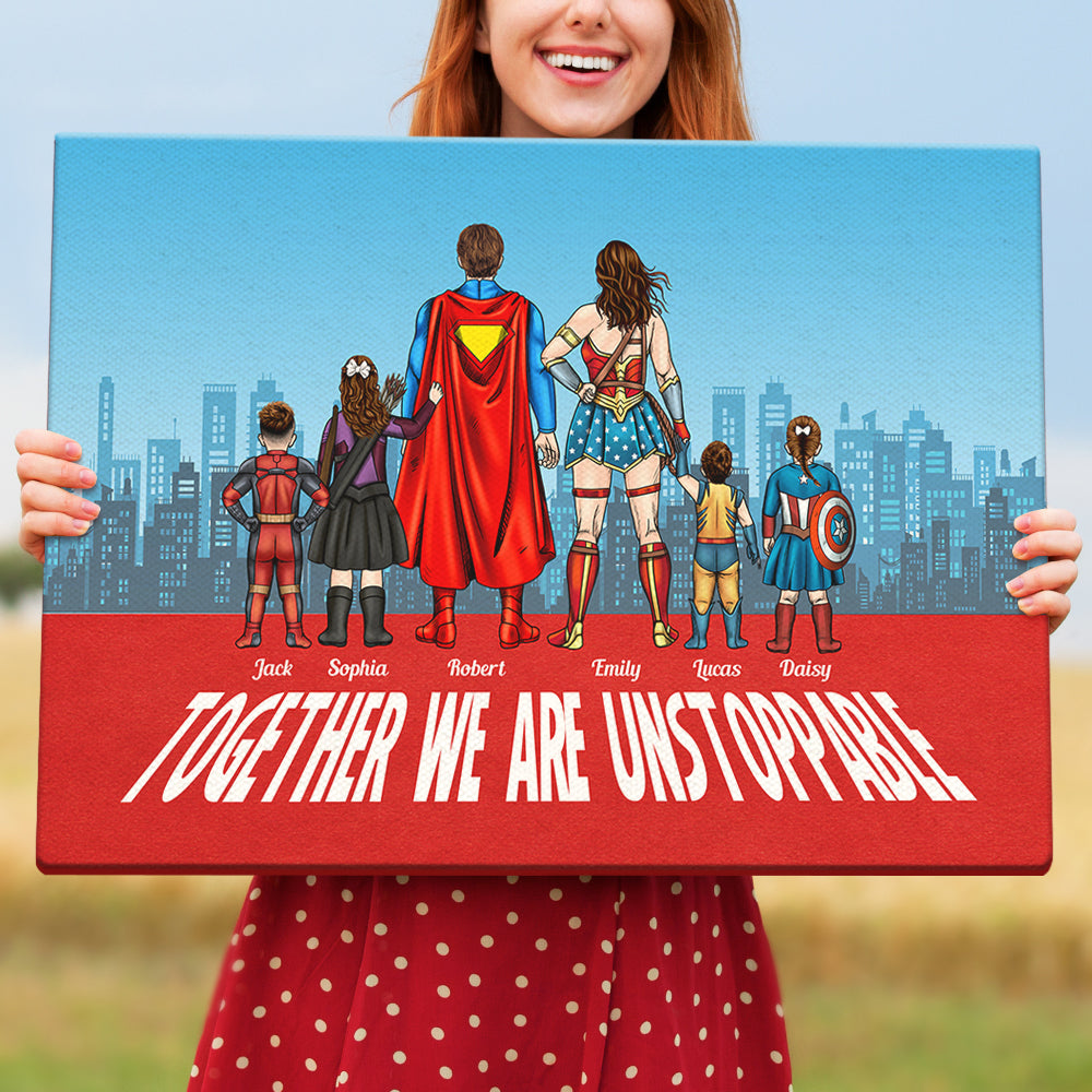 Personalized Superhero Family Poster Canvas Gift for Home