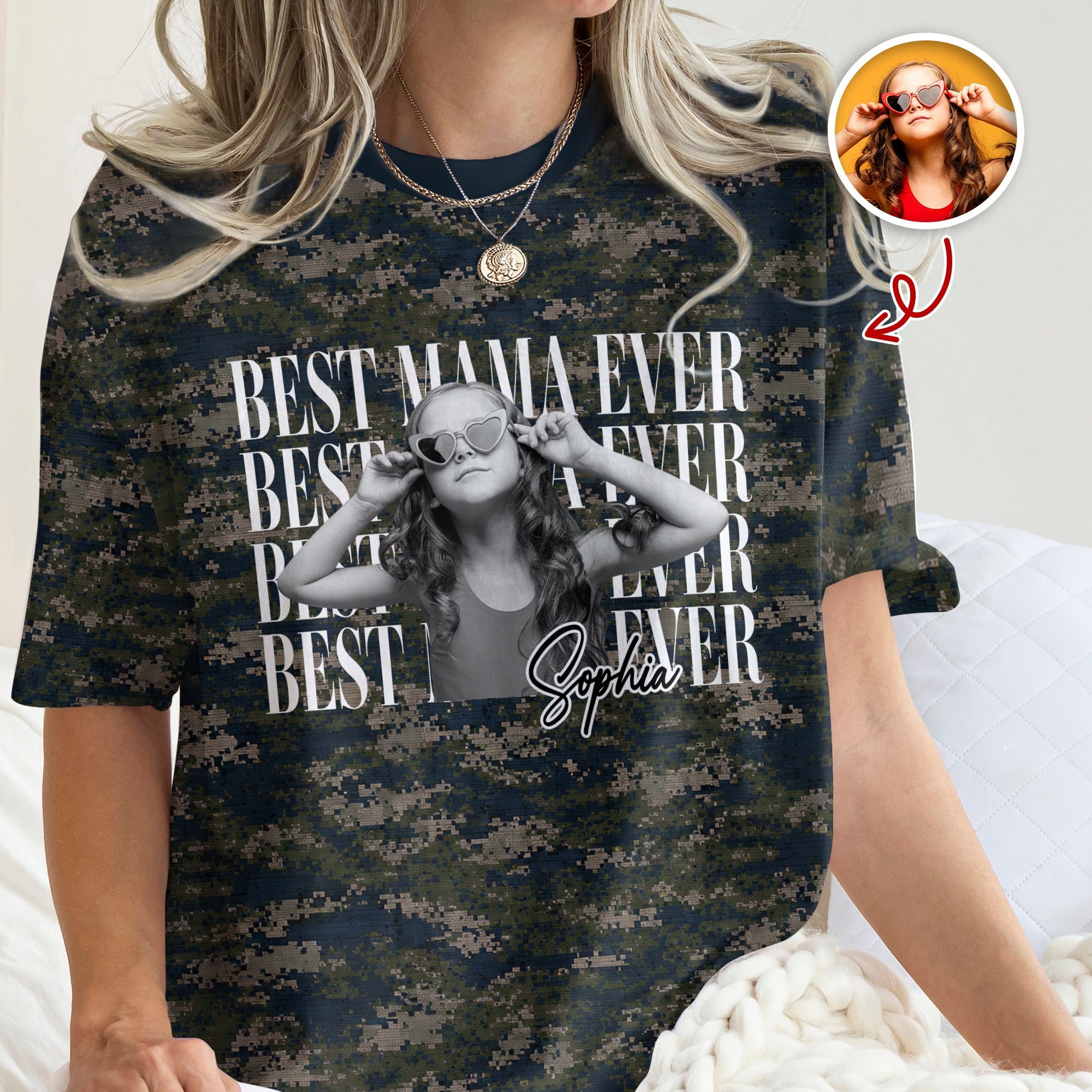 Personalized Camo Photo Shirt Gift for Dad Husband Grandpa HN590 - AOP Tshirt GradoCreations