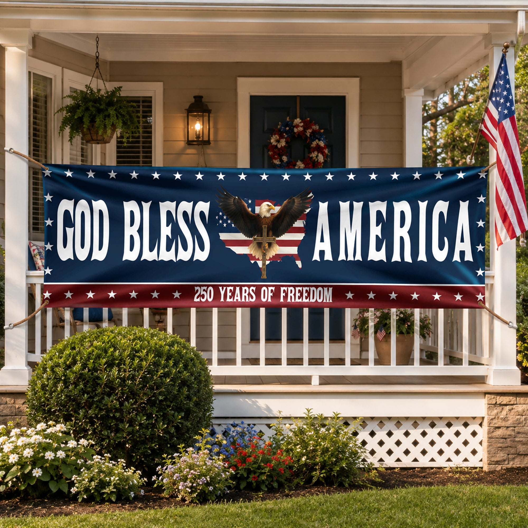 Personalized Patriotic Banner Custom Family Name 250th Anniversary Gift HN590 - Banner GradoCreations