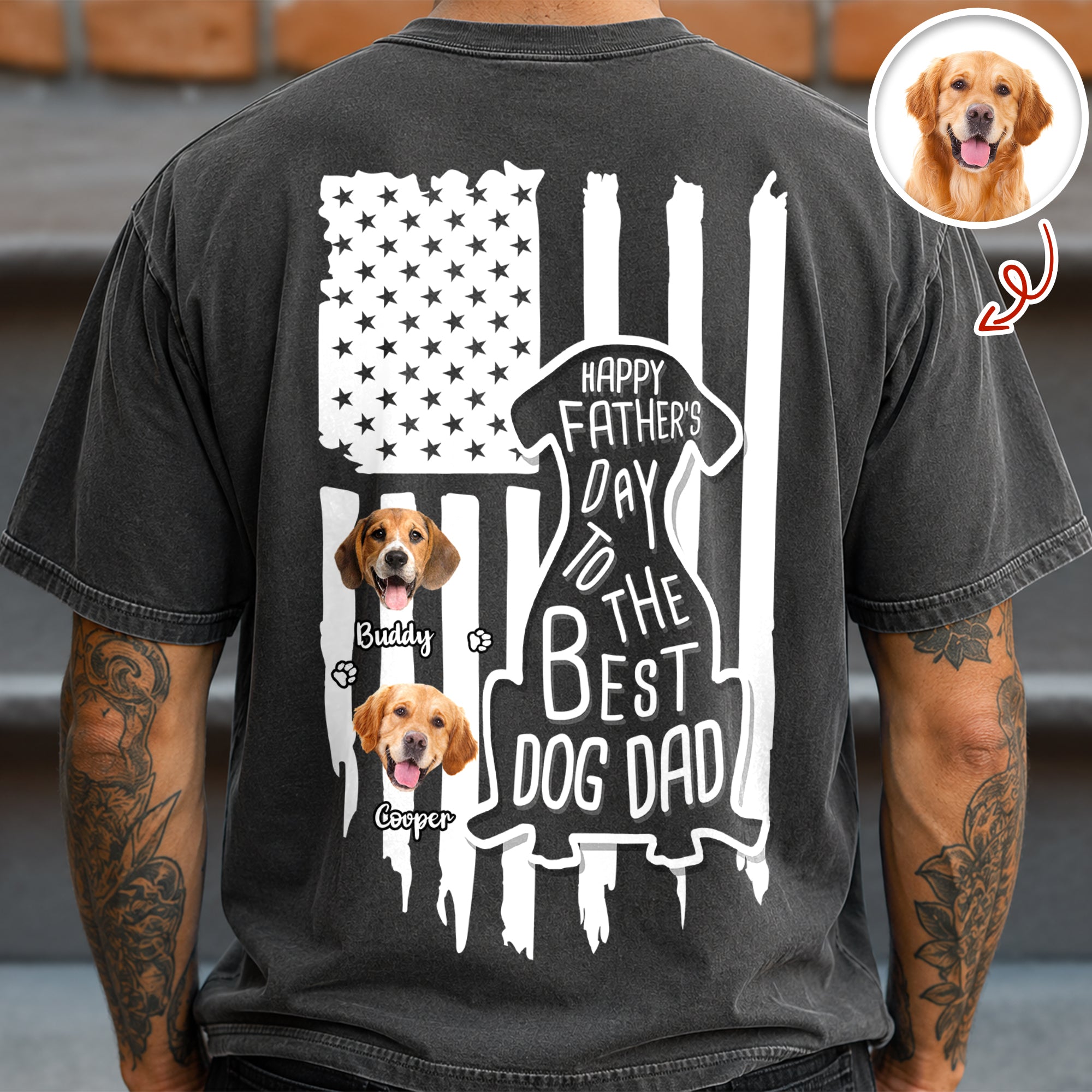 Personalized Dog Dad Comfort Shirt Custom Photo Gift for Father's Day Comfort Shirt Back GradoCreations