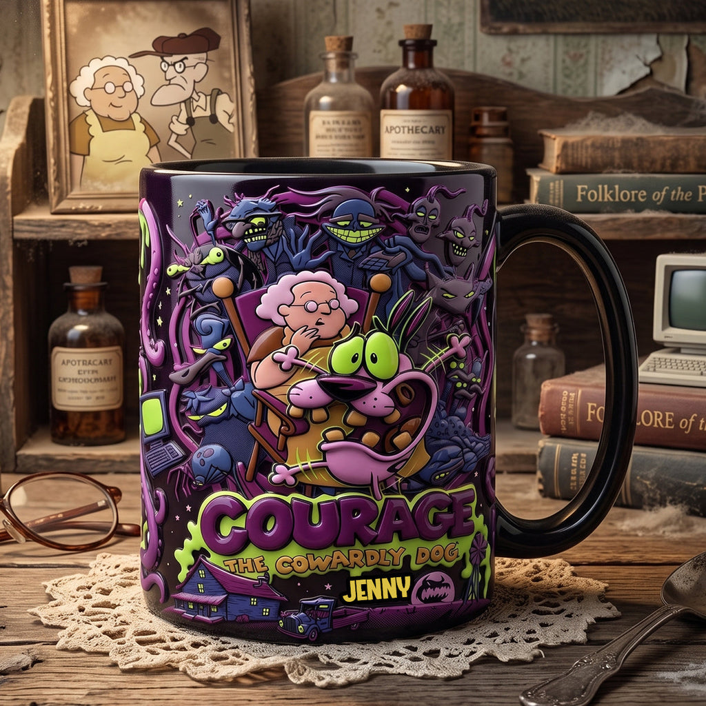 Personalized Courage the Cowardly Dog Coffee Mug Gift for Movie Fans Mug GradoCreations