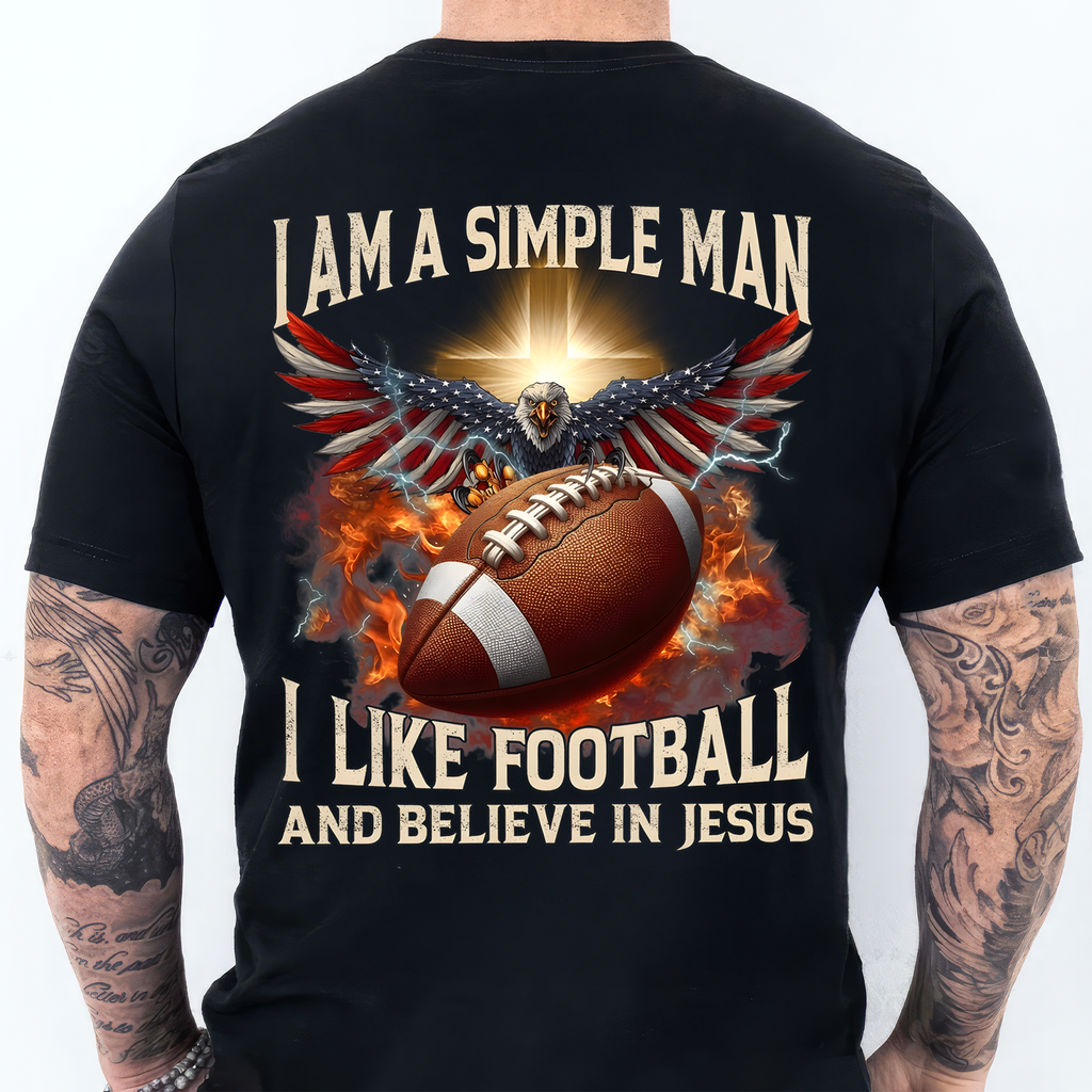 Personalized Football Eagle T-Shirt Gift for Dad - Patriotic Cotton Apparel