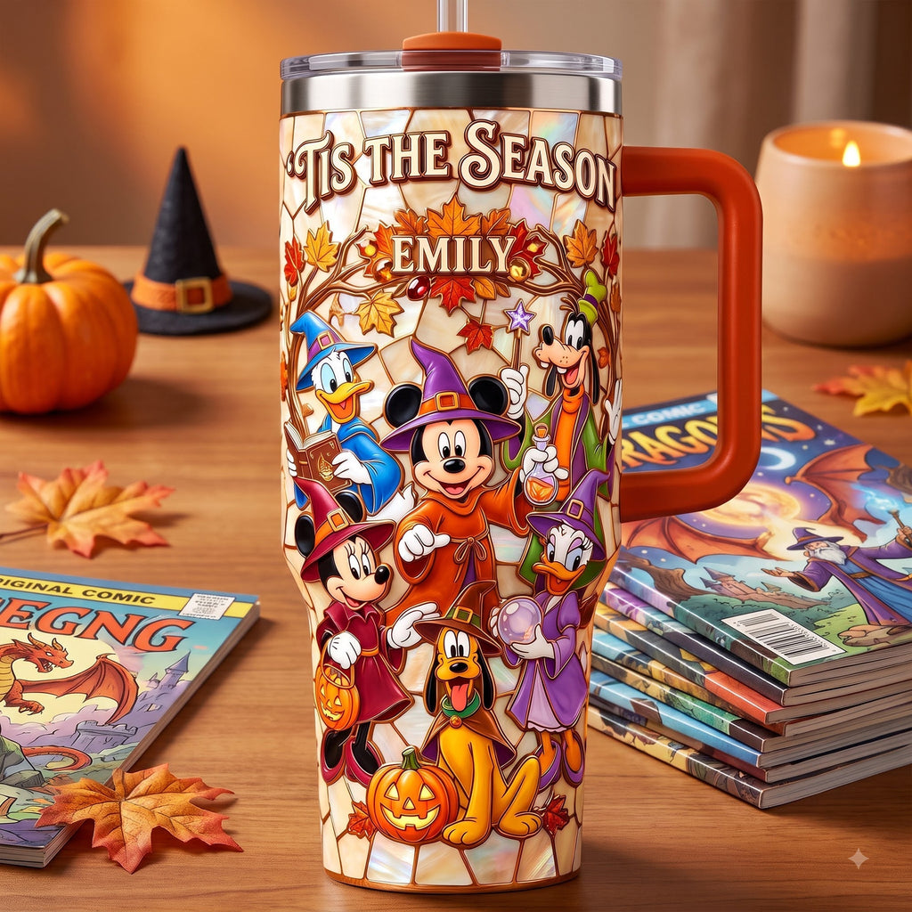 Personalized Fall Themed 40oz Tumbler with Handle - Unique Disney Gift for Movie Fans Tumbler GradoCreations